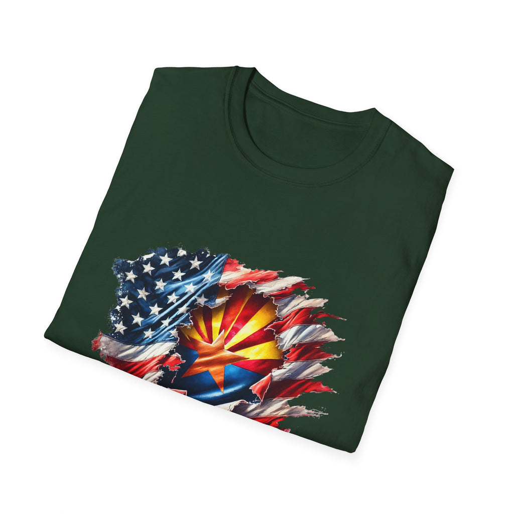 Arizona Flag Ripped Effect T-Shirt | USA Stars Stripes State Emblem