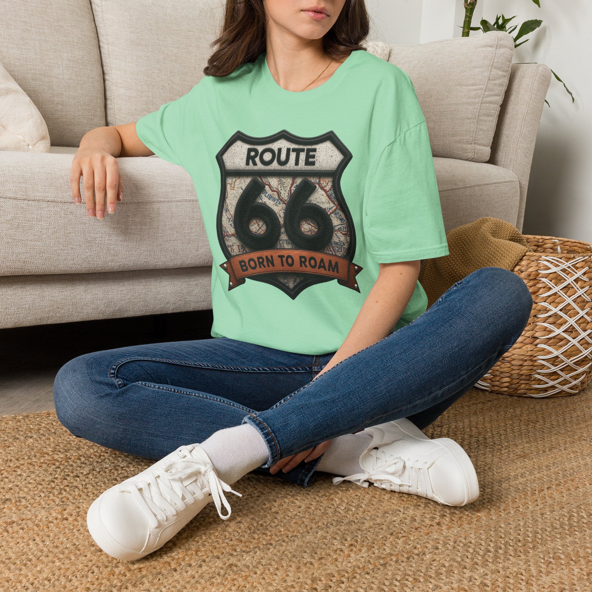 Route 66 Born to Roam T-Shirt | Vintage Highway Shield Tee