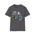 Route 66 Motorcycle Illustration T-Shirt | American Flag, Sunflowers