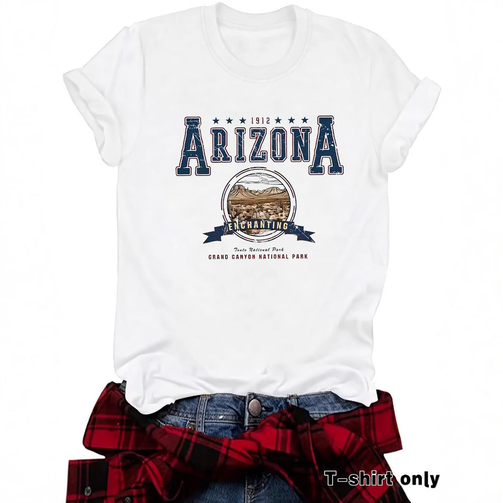 Round neck short sleeved t-shirt with ARIZONA print