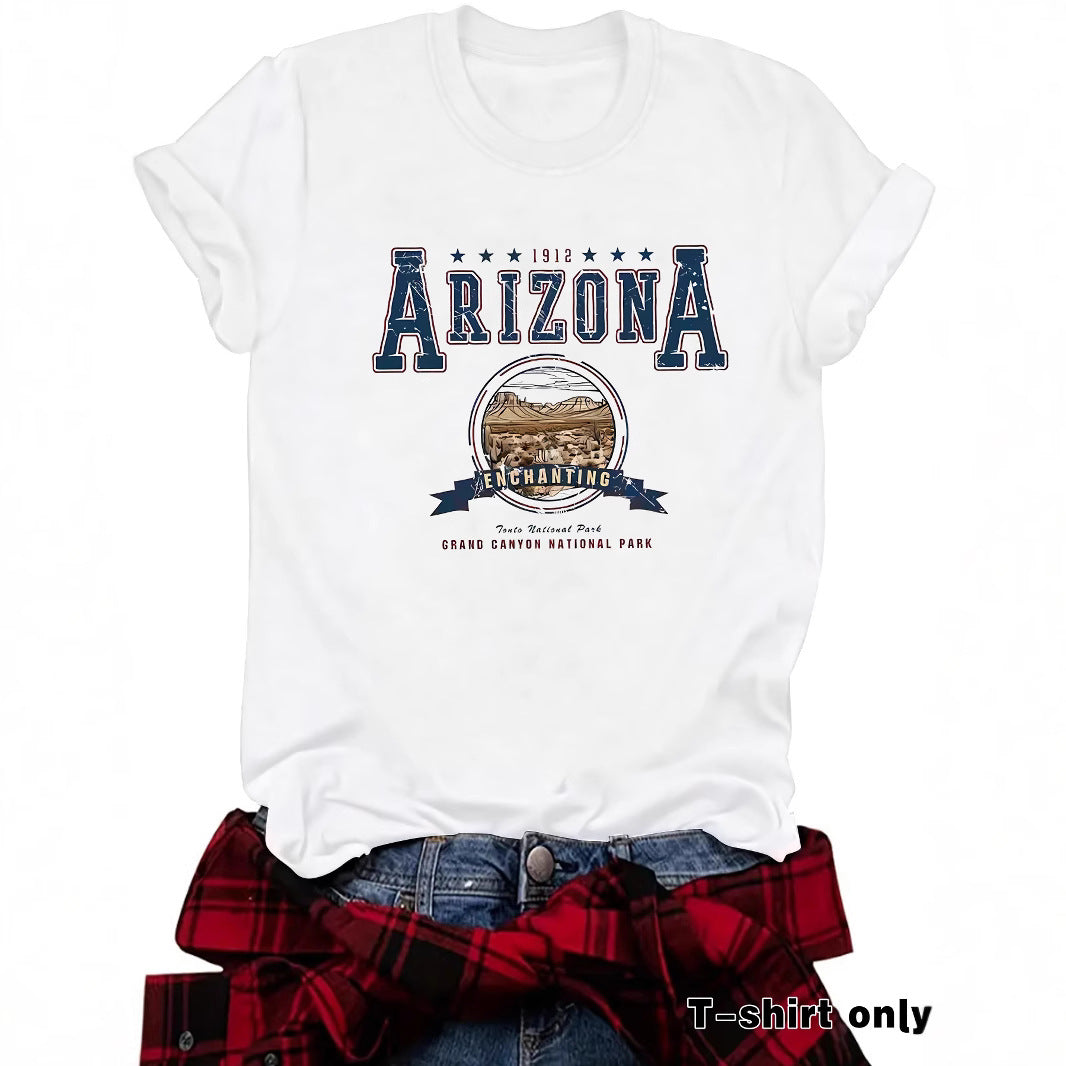 Round neck short sleeved t-shirt with ARIZONA print