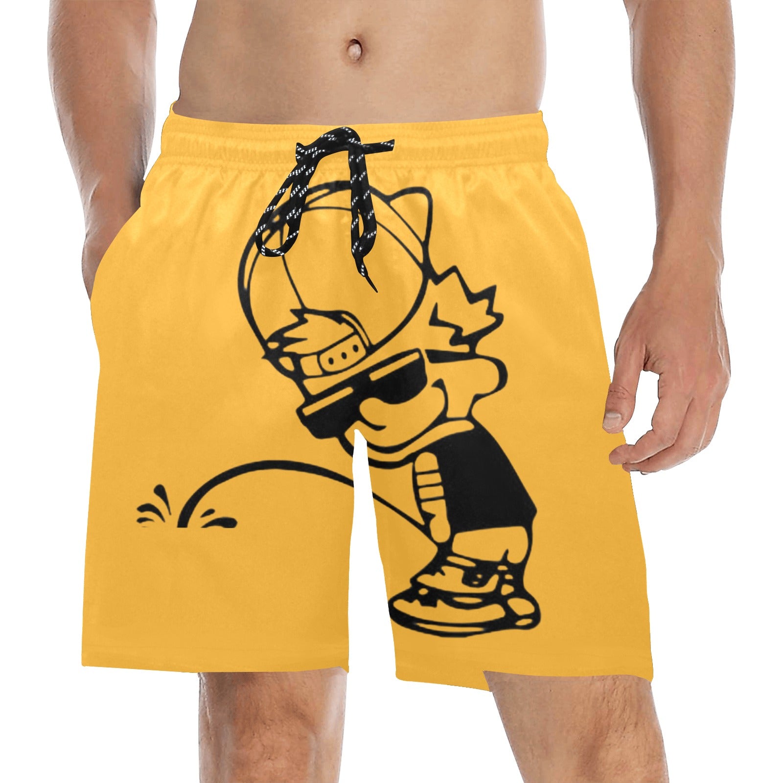 OPee Trunks Orange Men's Mid-Length Beach Shorts Free Shipping