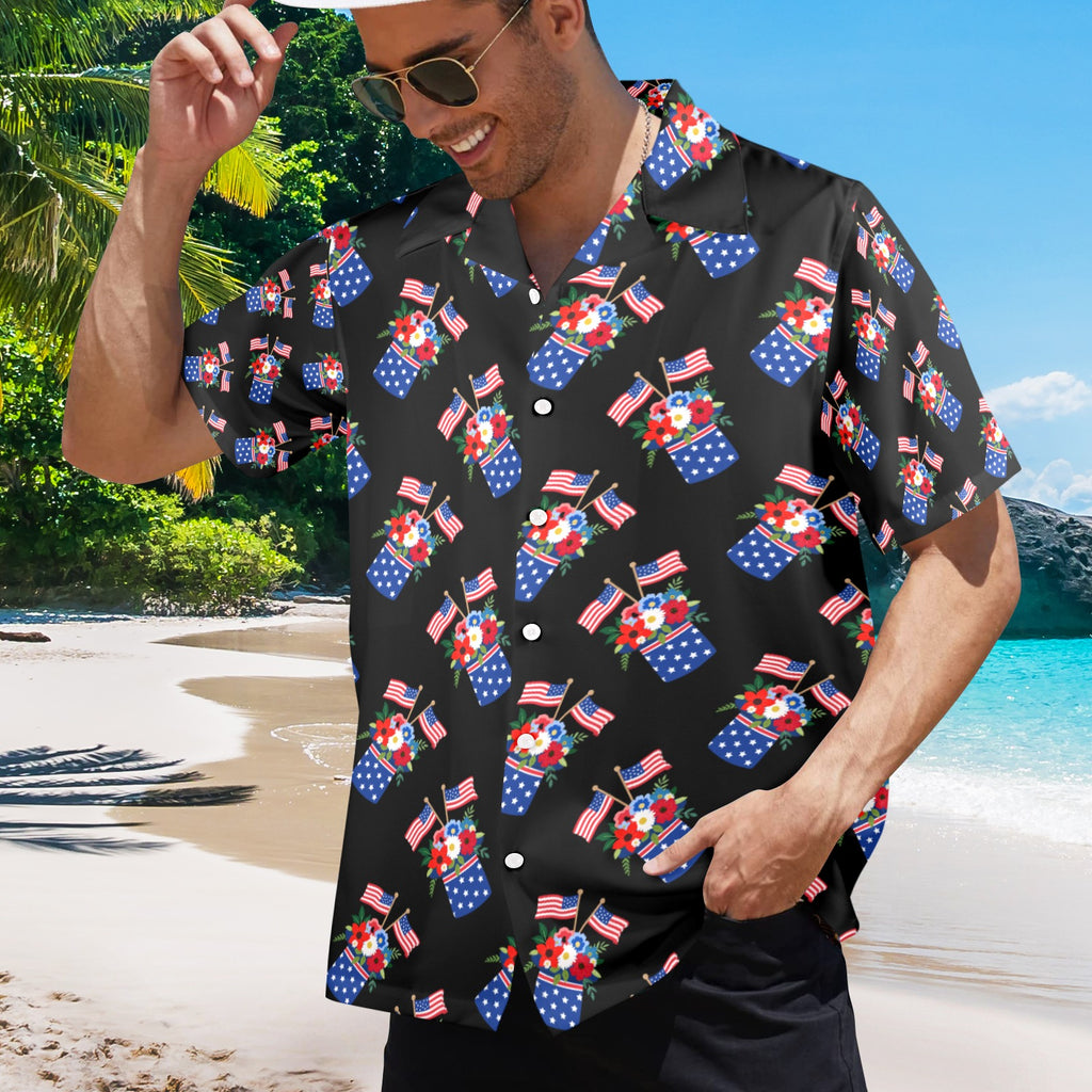 Red White Blue Celebration Men's All Over Print Shirt Made In USA Ships to USA Only Free Shipping