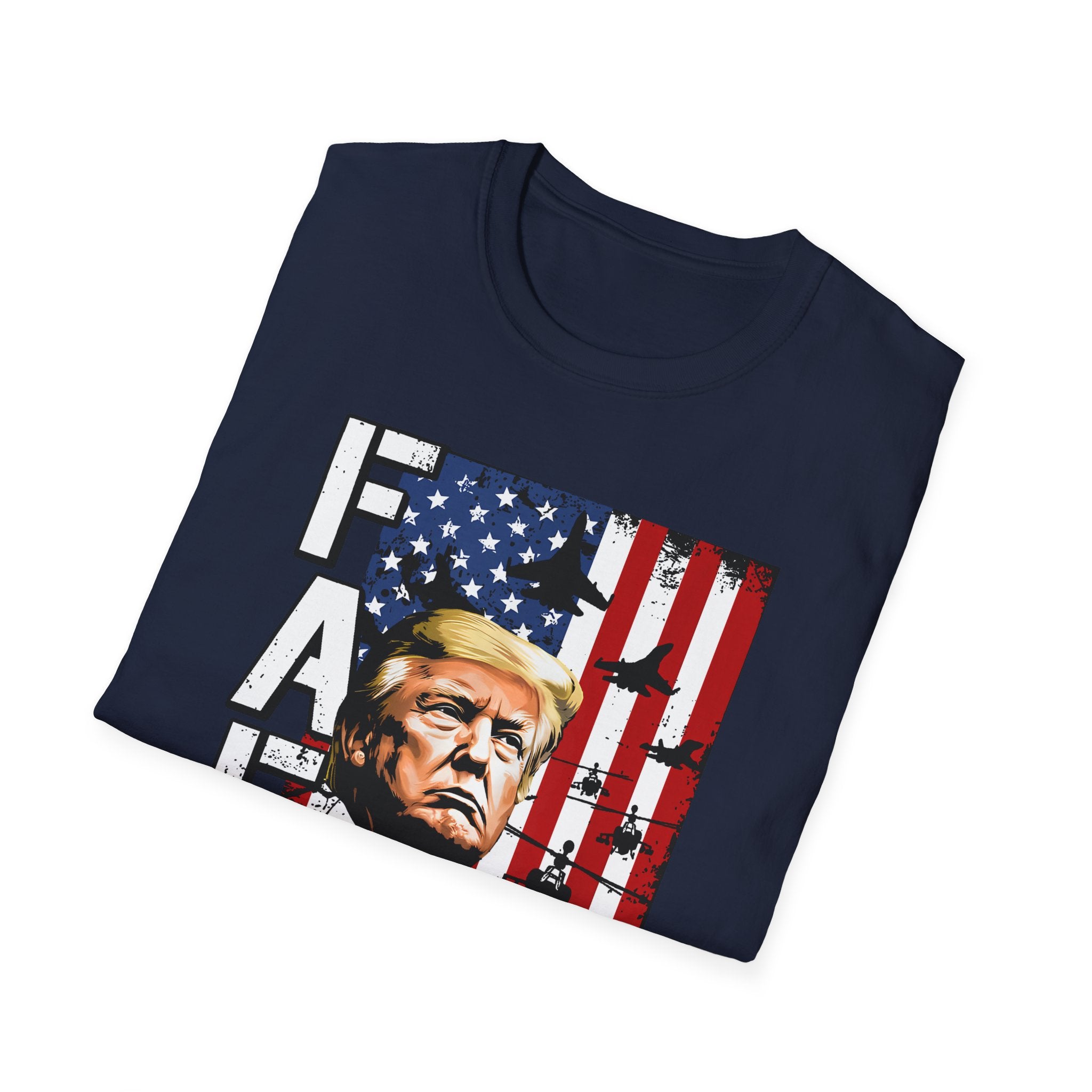 FAFO Patriotic Political Portrait T-Shirt | Flag Background, Bold Lettering