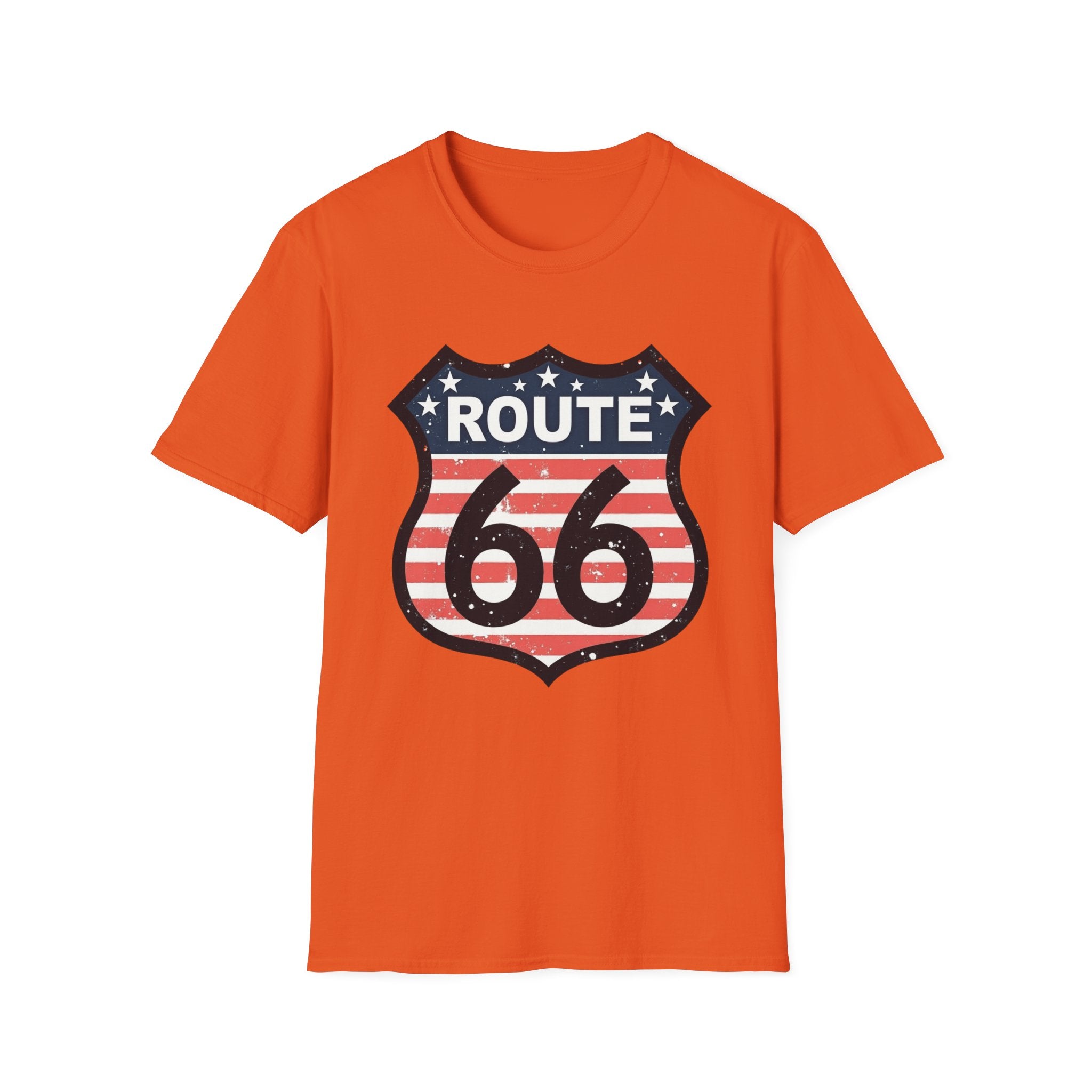 Route 66 Shield T-Shirt | American Flag Vintage Road Sign