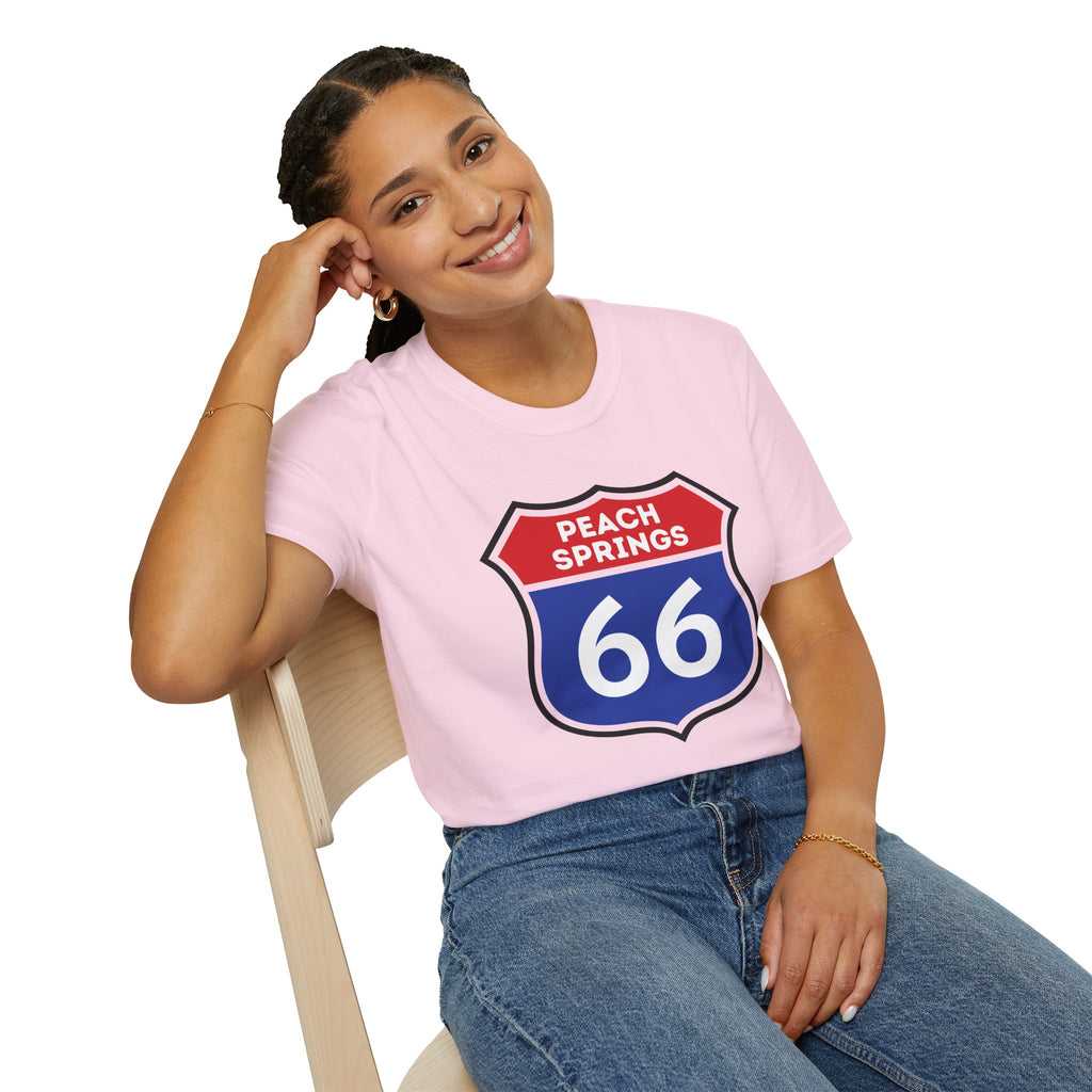 Peach Springs 66 Shield T-Shirt | Route 66 Road Sign Shirt