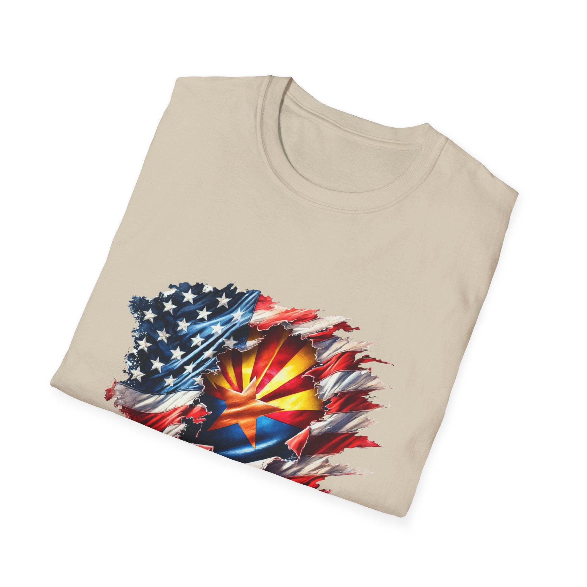 Arizona Flag Ripped Effect T-Shirt | USA Stars Stripes State Emblem