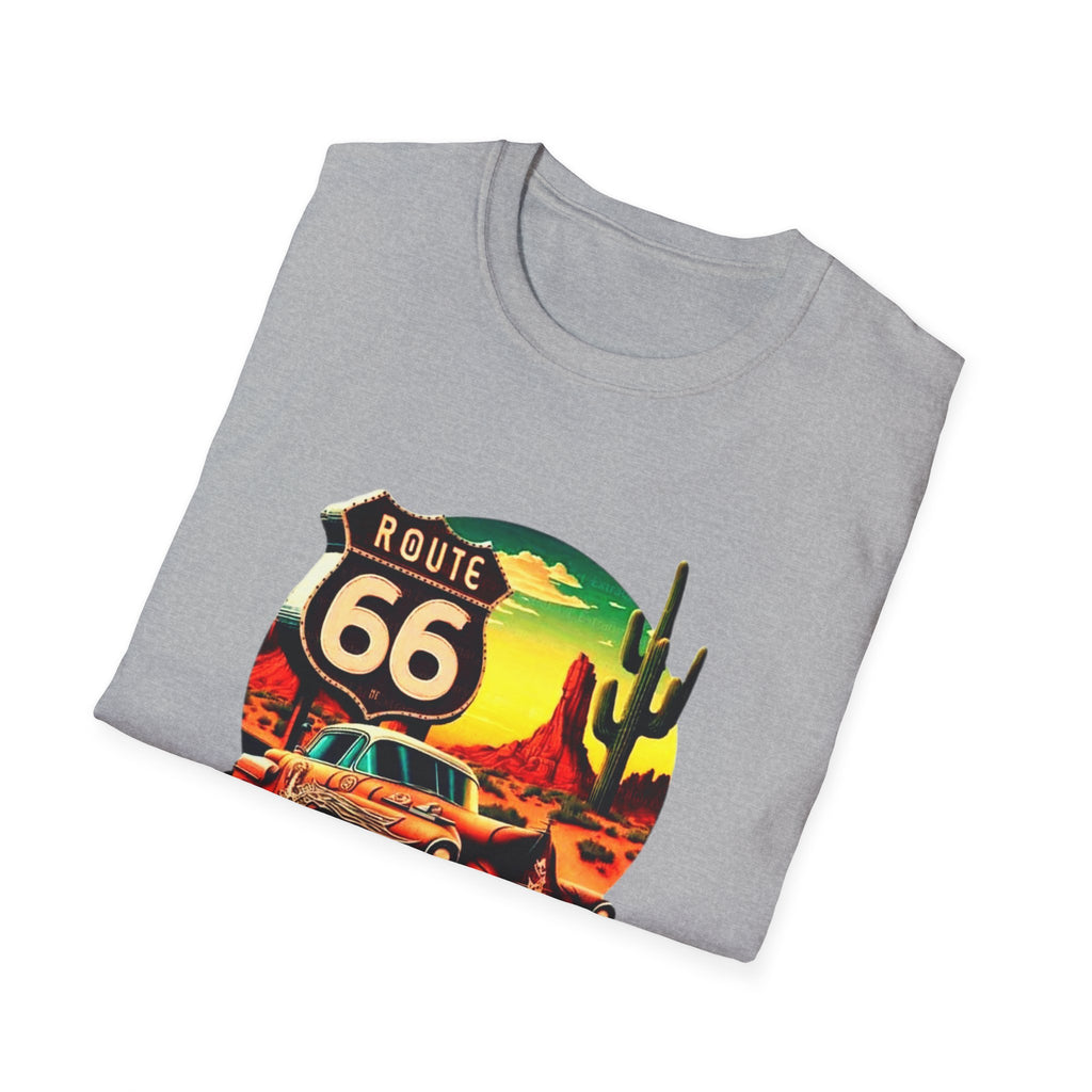 Route 66 Mens and Womans Softstyle T-Shirt, Unisex Retro Vintage Tee, Road Trip Travel Shirt, Hipster Graphic Top, Americana Clothing