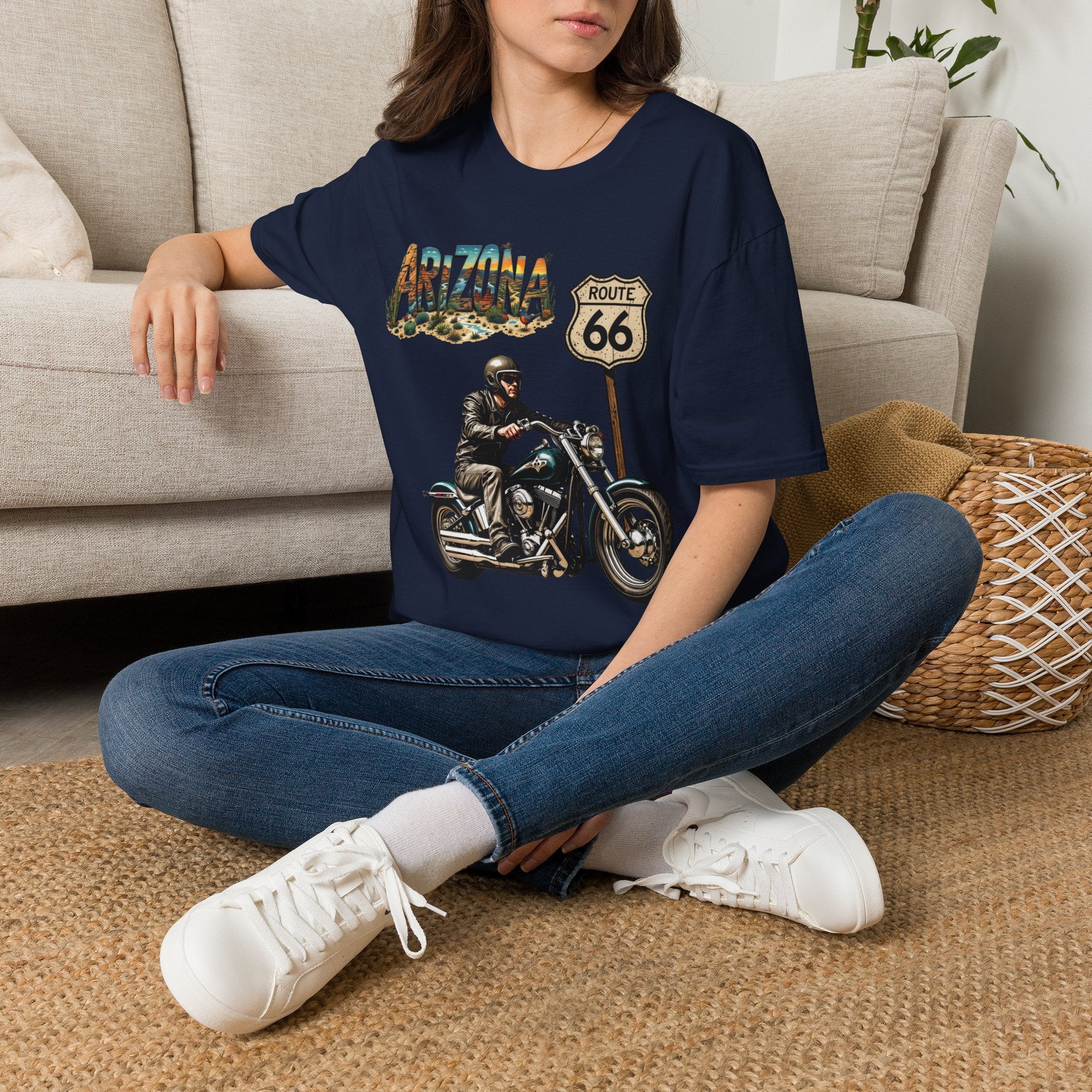 Arizona Route 66 Motorcycle T-Shirt | Biker Road Trip Tee