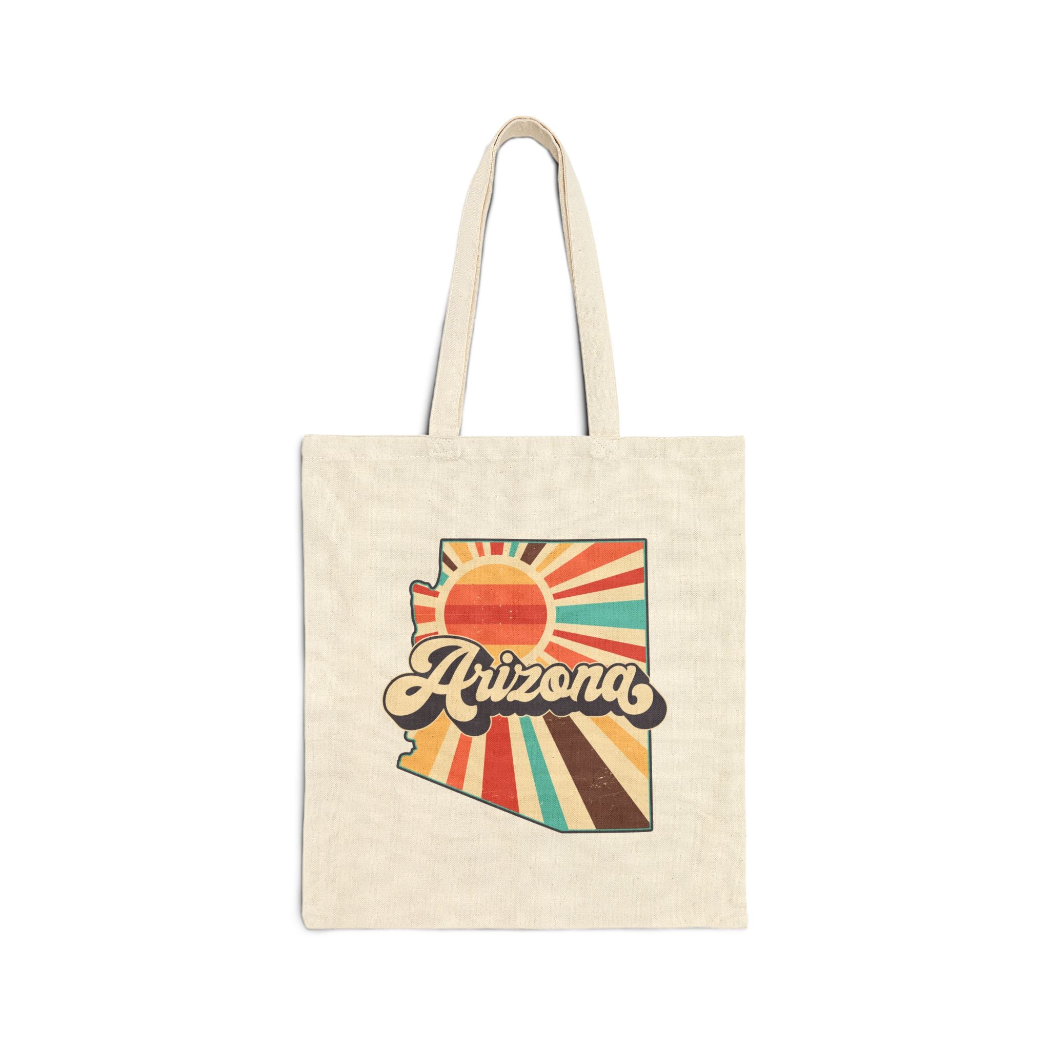 Arizona retro sunset Tote Bag | state outline, vintage rays