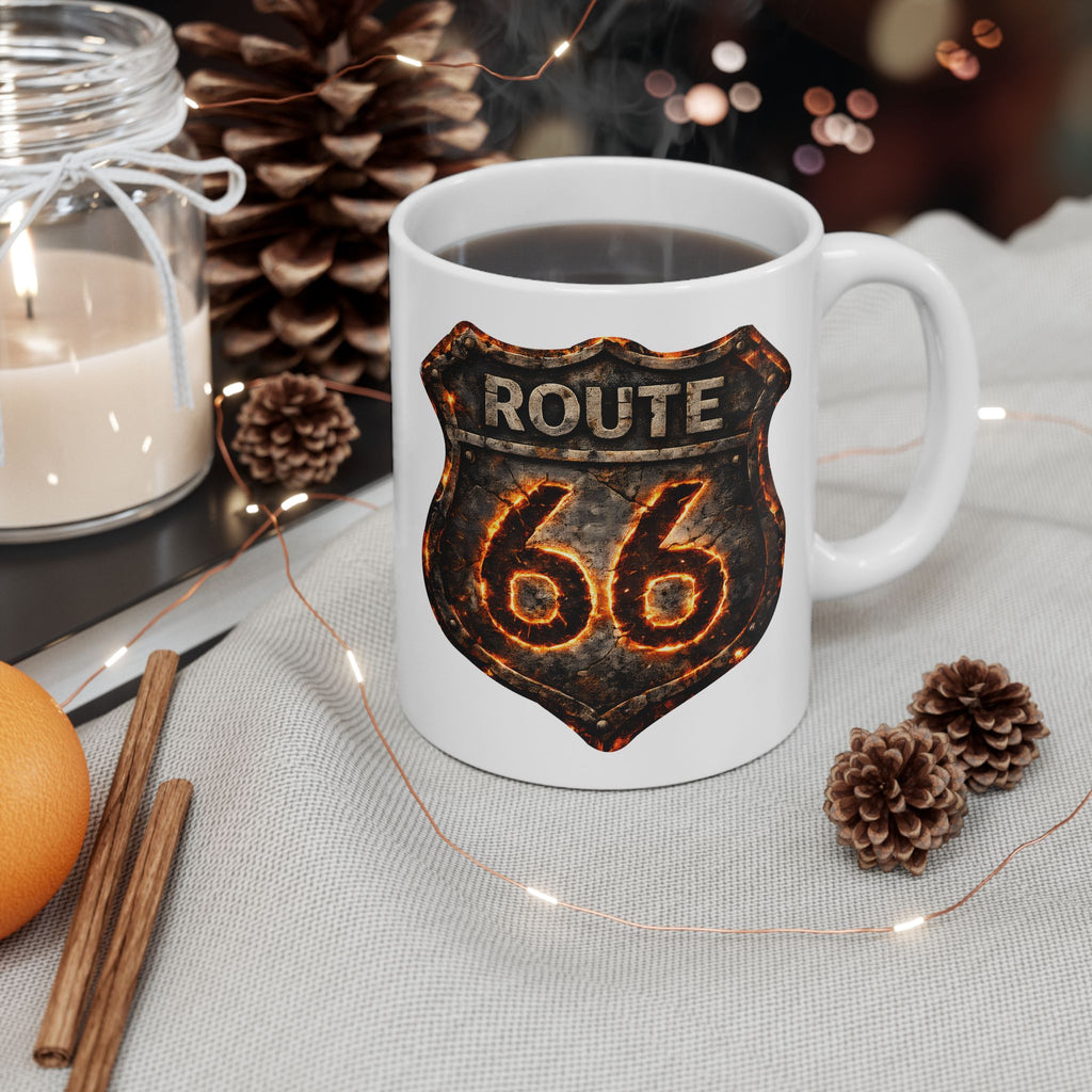 Route 66 Shield Retro Sign mug | Vintage Highway Ceramic Mug