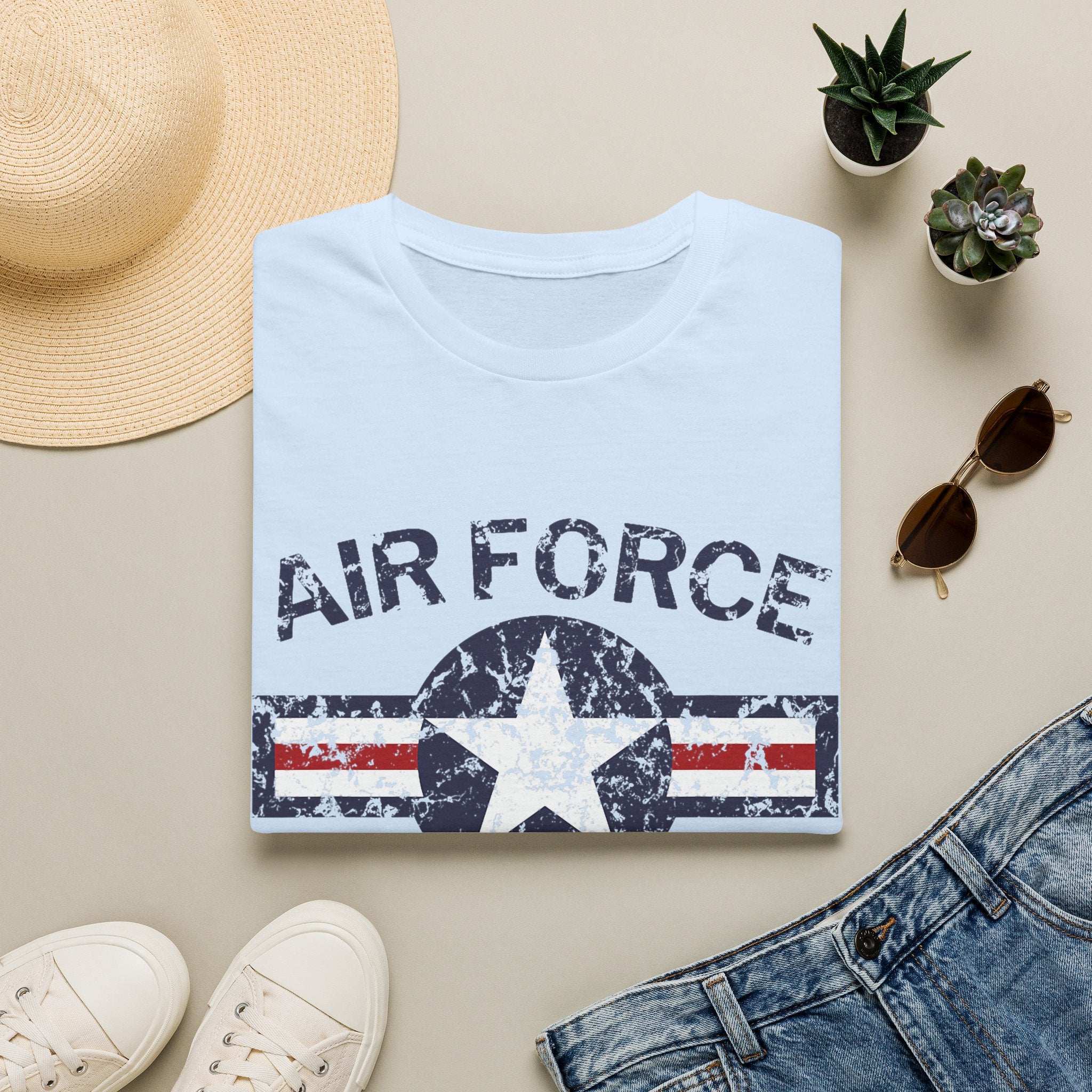 Air Force Veteran Distressed Logo T-Shirt | Military Star Stripe Tee