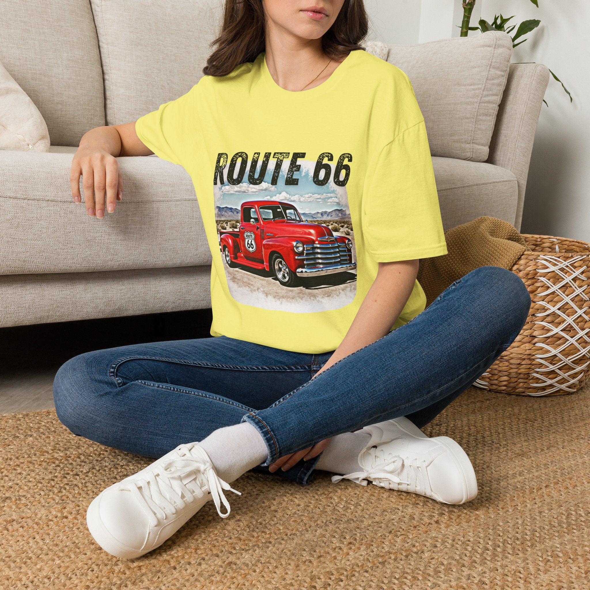 Route 66 Red Vintage Truck T-Shirt | Retro Highway Graphic