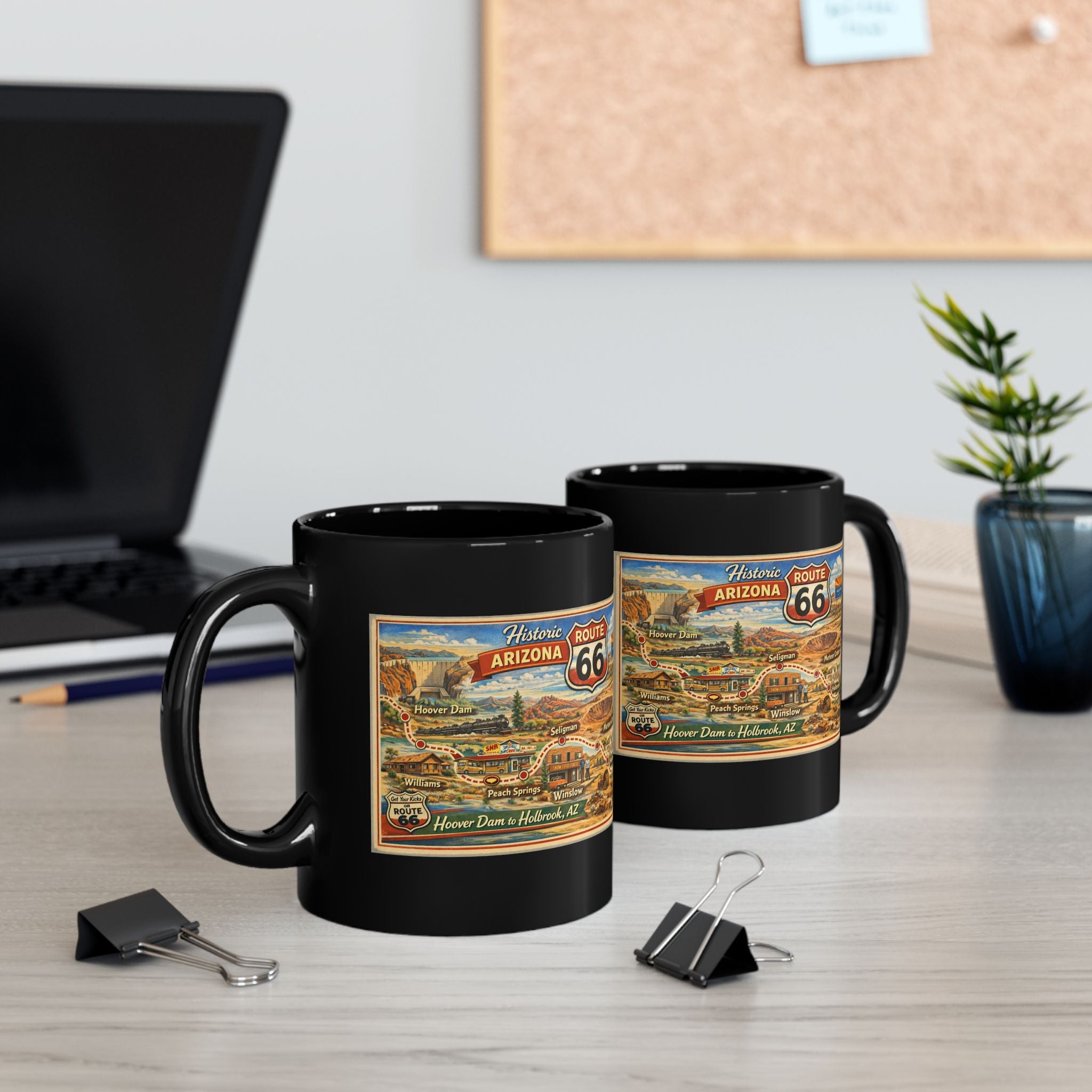 Historic Route 66 Arizona map Mug | Black ceramic road trip souvenir