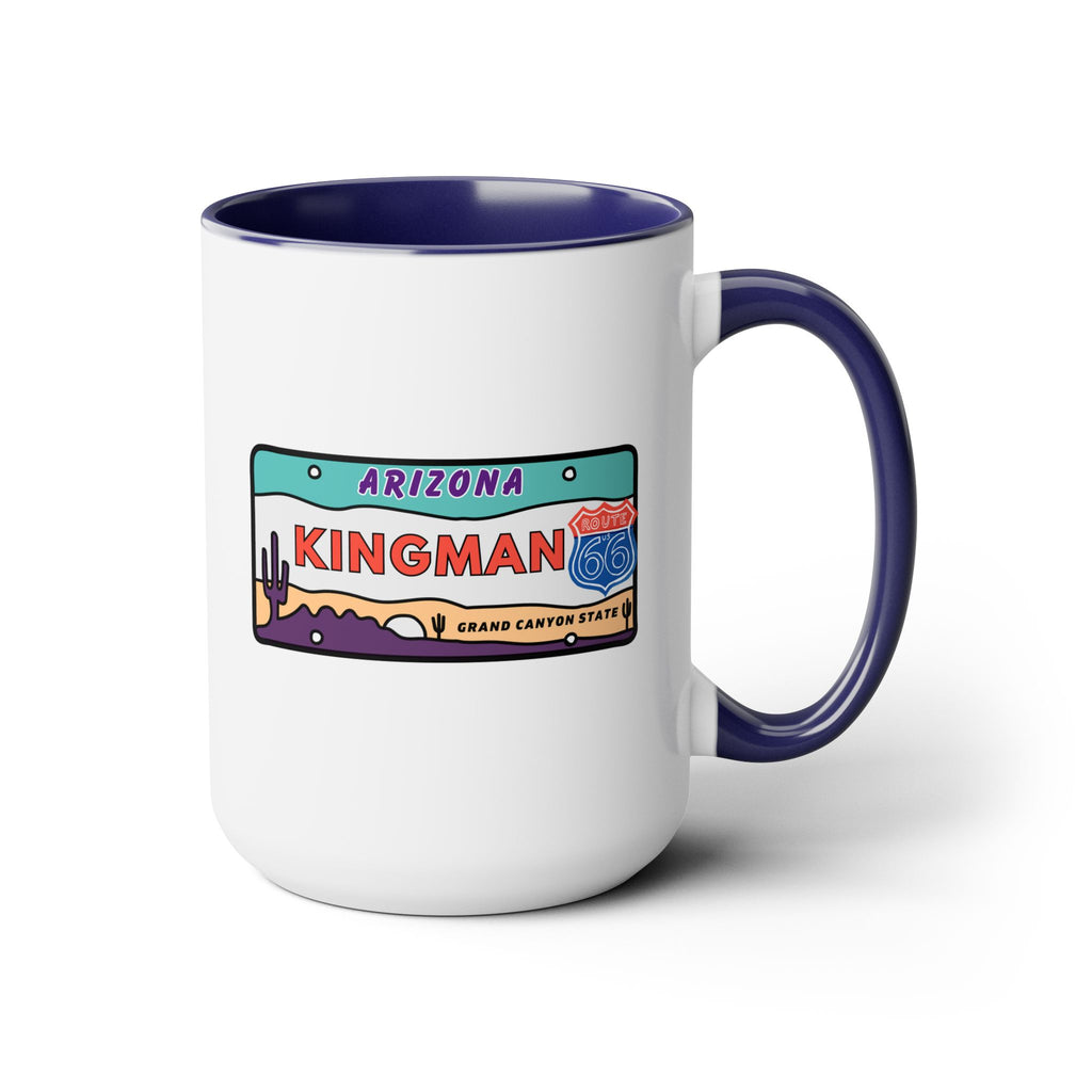 Kingman Arizona Route 66 Two-Tone Coffee Mugs, 15oz
