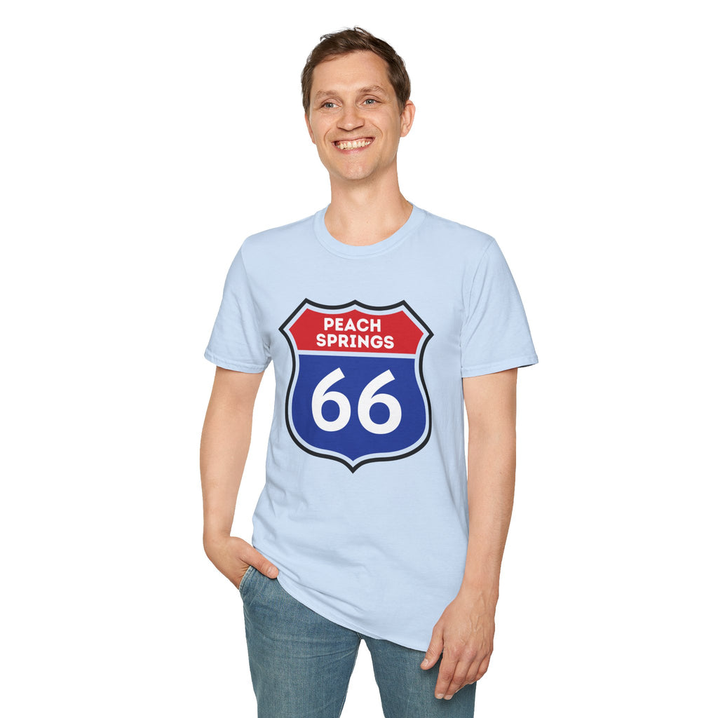 Peach Springs 66 Shield T-Shirt | Route 66 Road Sign Shirt
