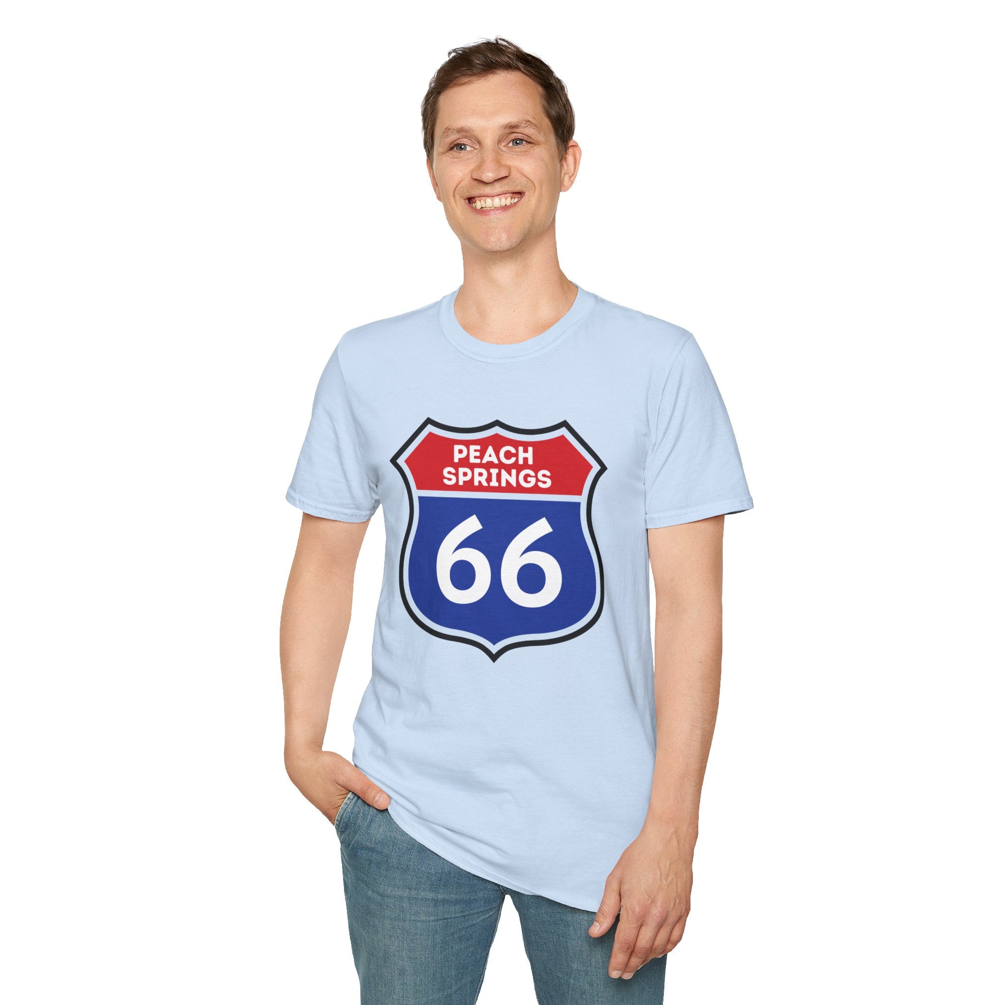 Peach Springs 66 Shield T-Shirt | Route 66 Road Sign Shirt