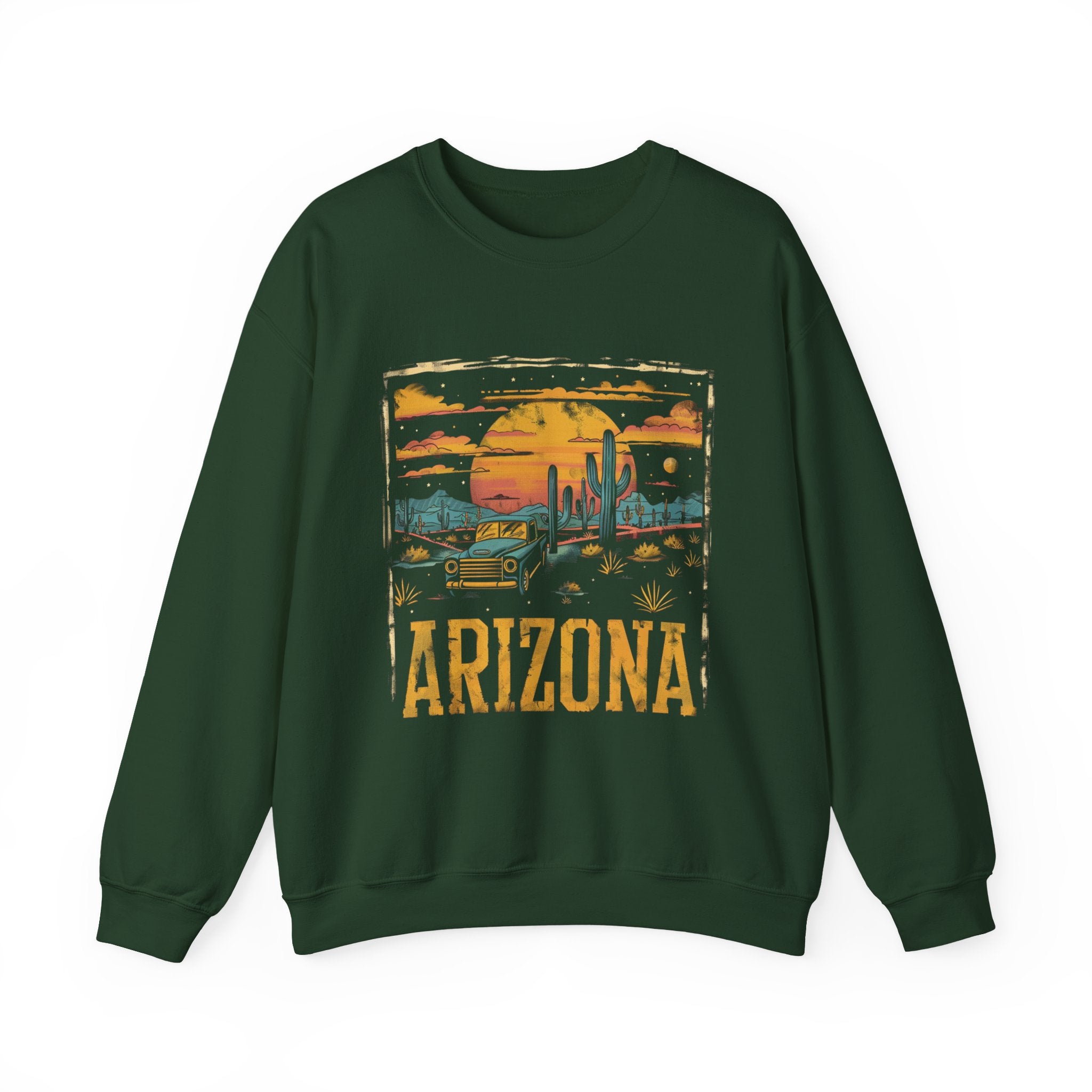Arizona Desert Sunset Sweatshirt | Retro Cactus Landscape