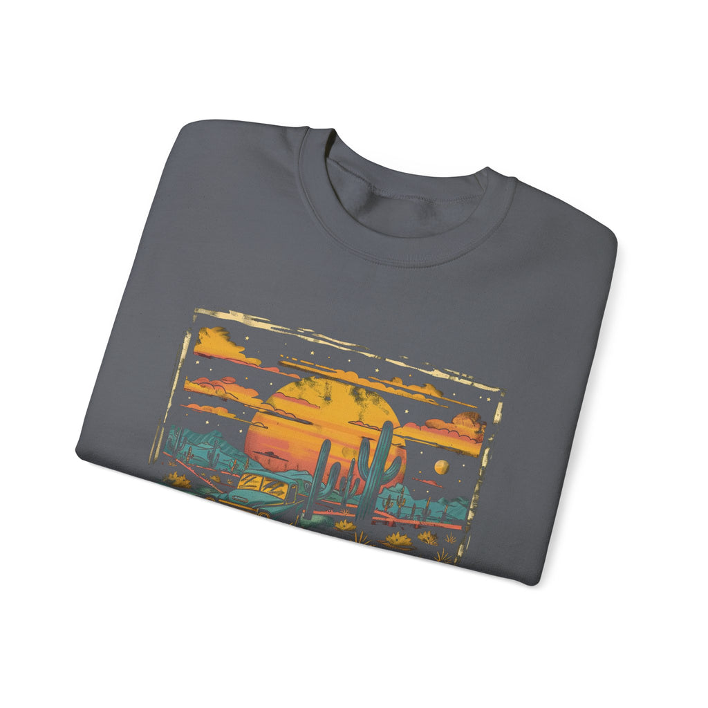 Arizona Desert Sunset Sweatshirt | Retro Cactus Landscape