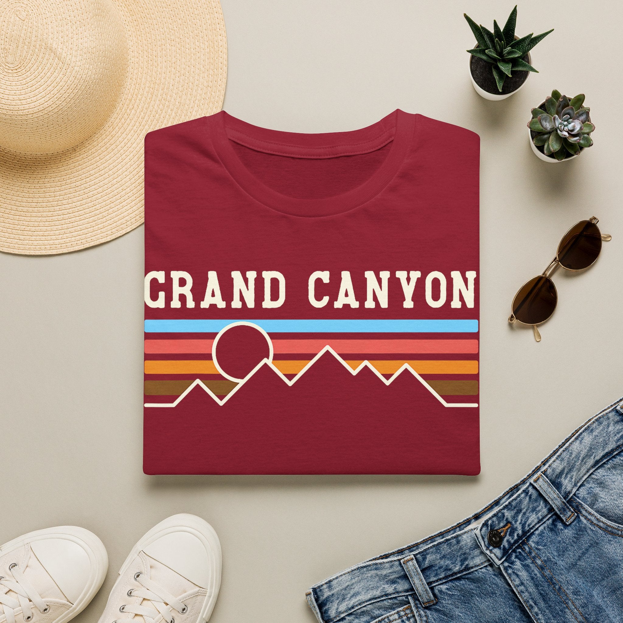 Grand Canyon Retro Sunset T-Shirt | Printed Front and Back National Park Landscape
