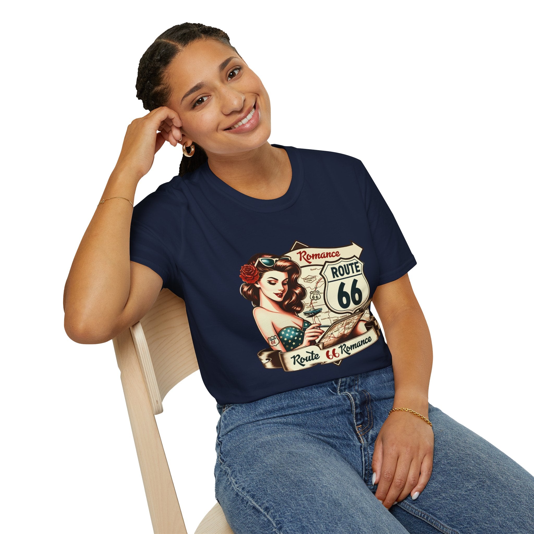 Pinup Girl Route 66 T-Shirt | Vintage Roadtrip Retro Sign