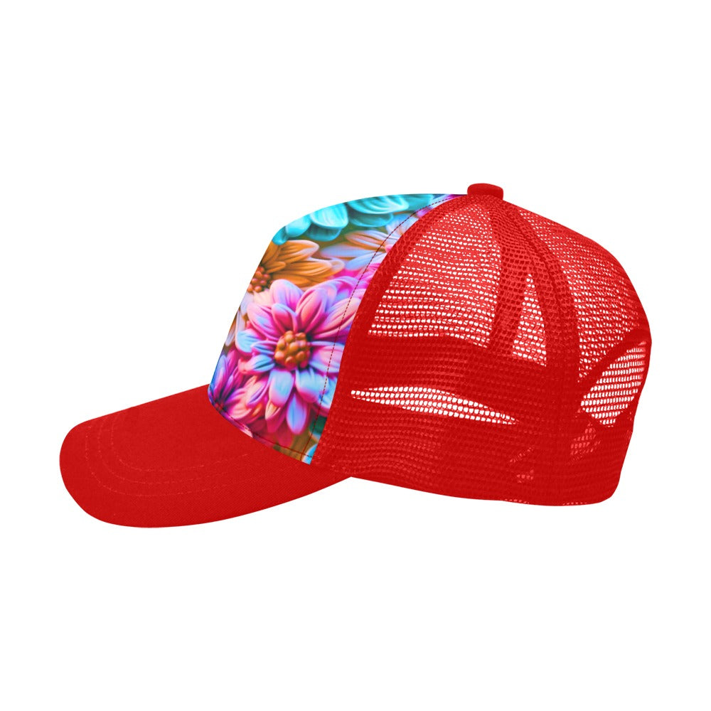 Bright Flowers Baseball Cap Red
