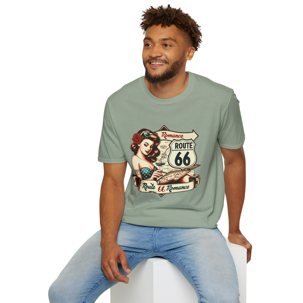 Pinup Girl Route 66 T-Shirt | Vintage Roadtrip Retro Sign