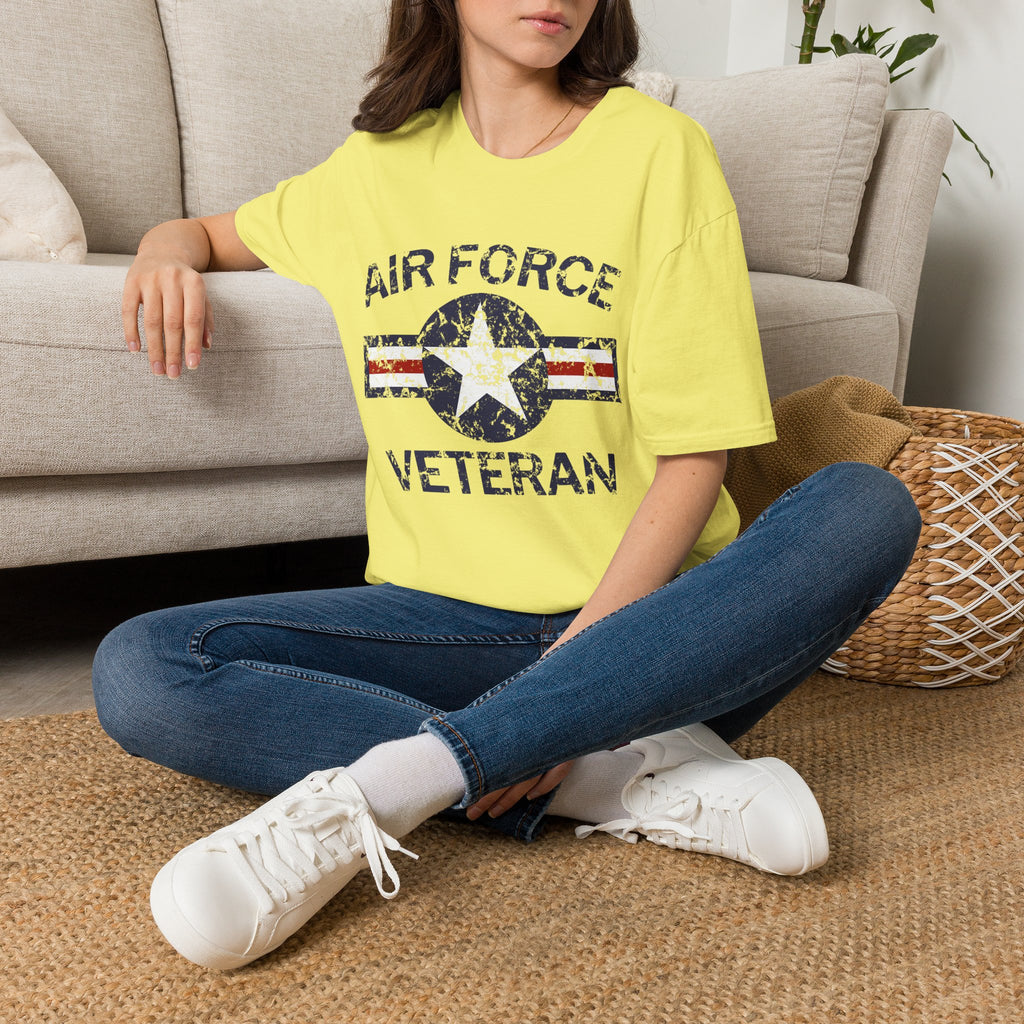 Air Force Veteran Distressed Logo T-Shirt | Military Star Stripe Tee