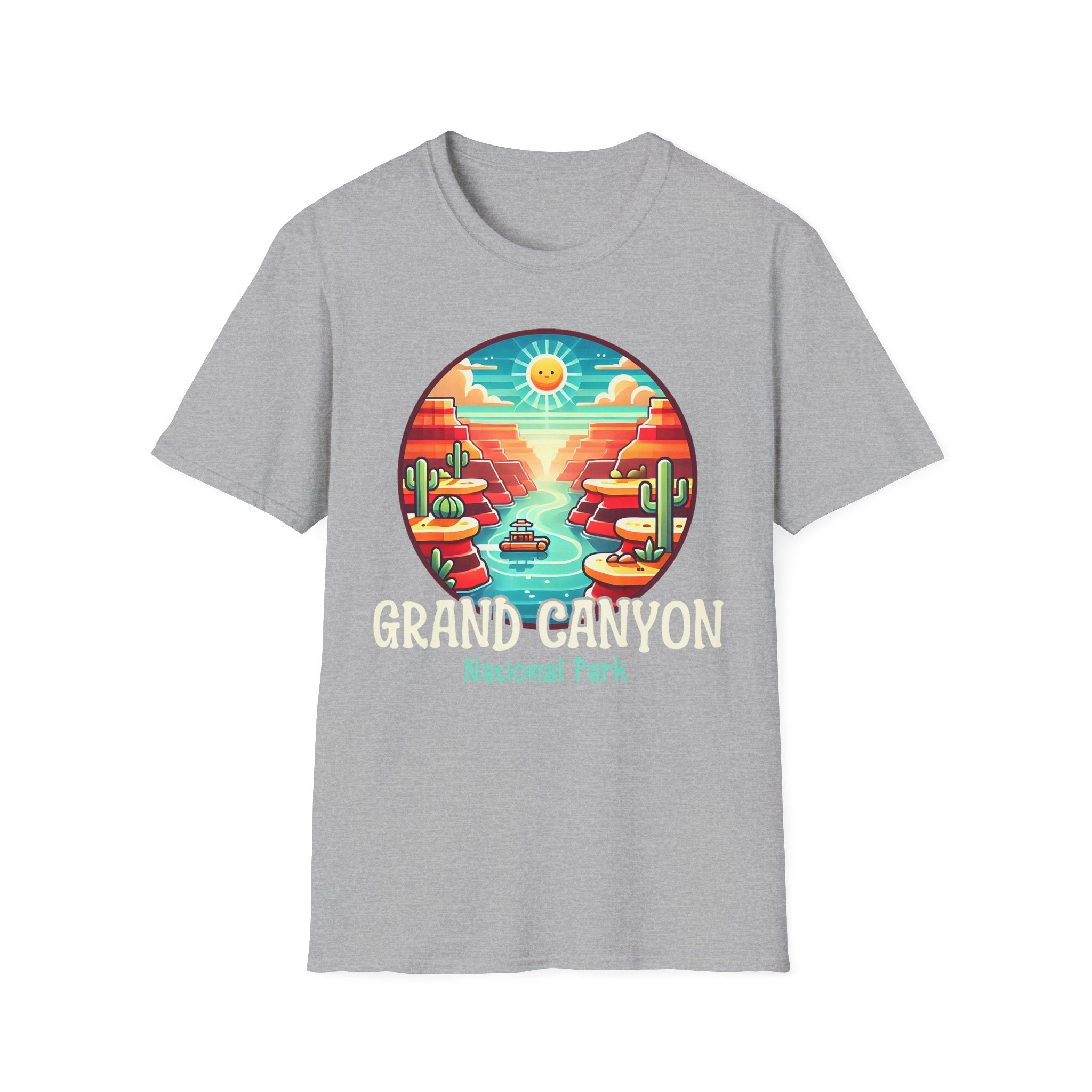 Grand Canyon National Park Retro Sunset T-Shirt | Canyon River Illustration
