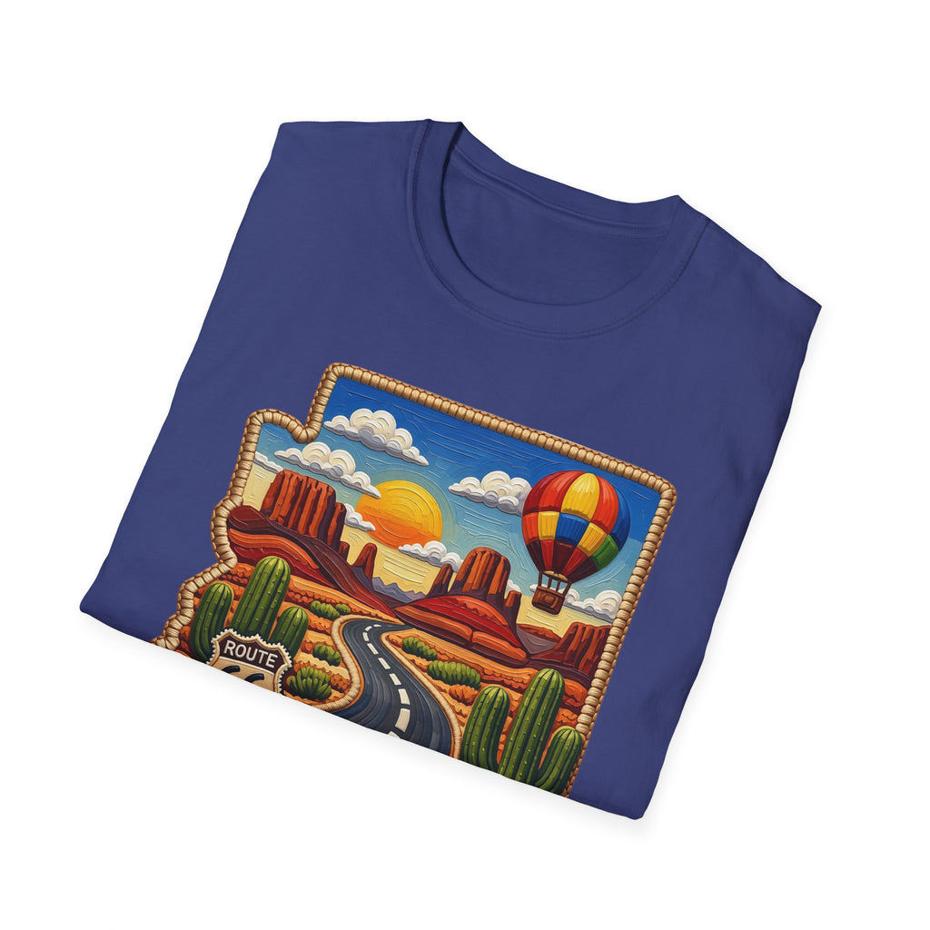 Arizona Route 66 Desert Road T-Shirt | Hot Air Balloon Southwestern Scene