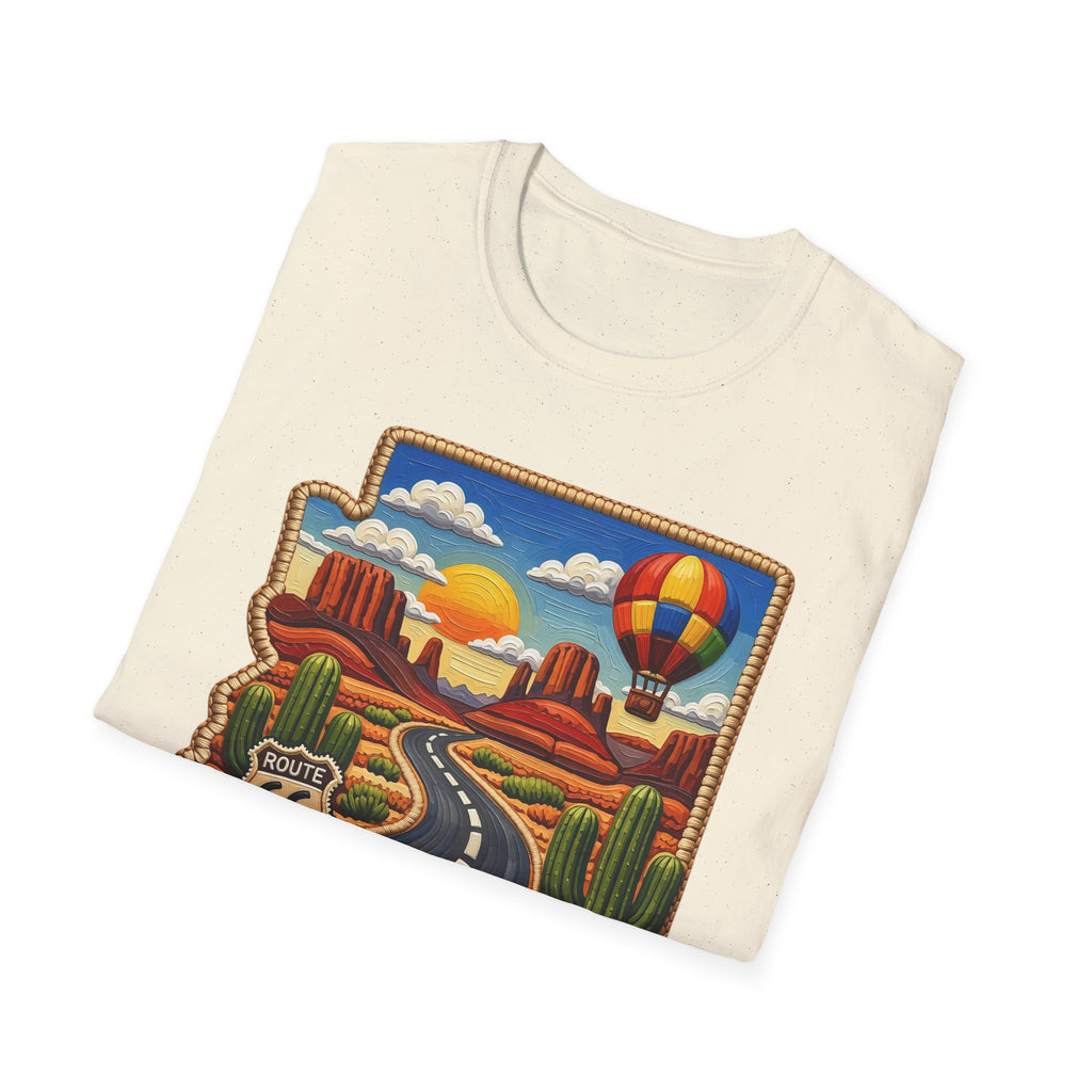 Arizona Route 66 Desert Road T-Shirt | Hot Air Balloon Southwestern Scene