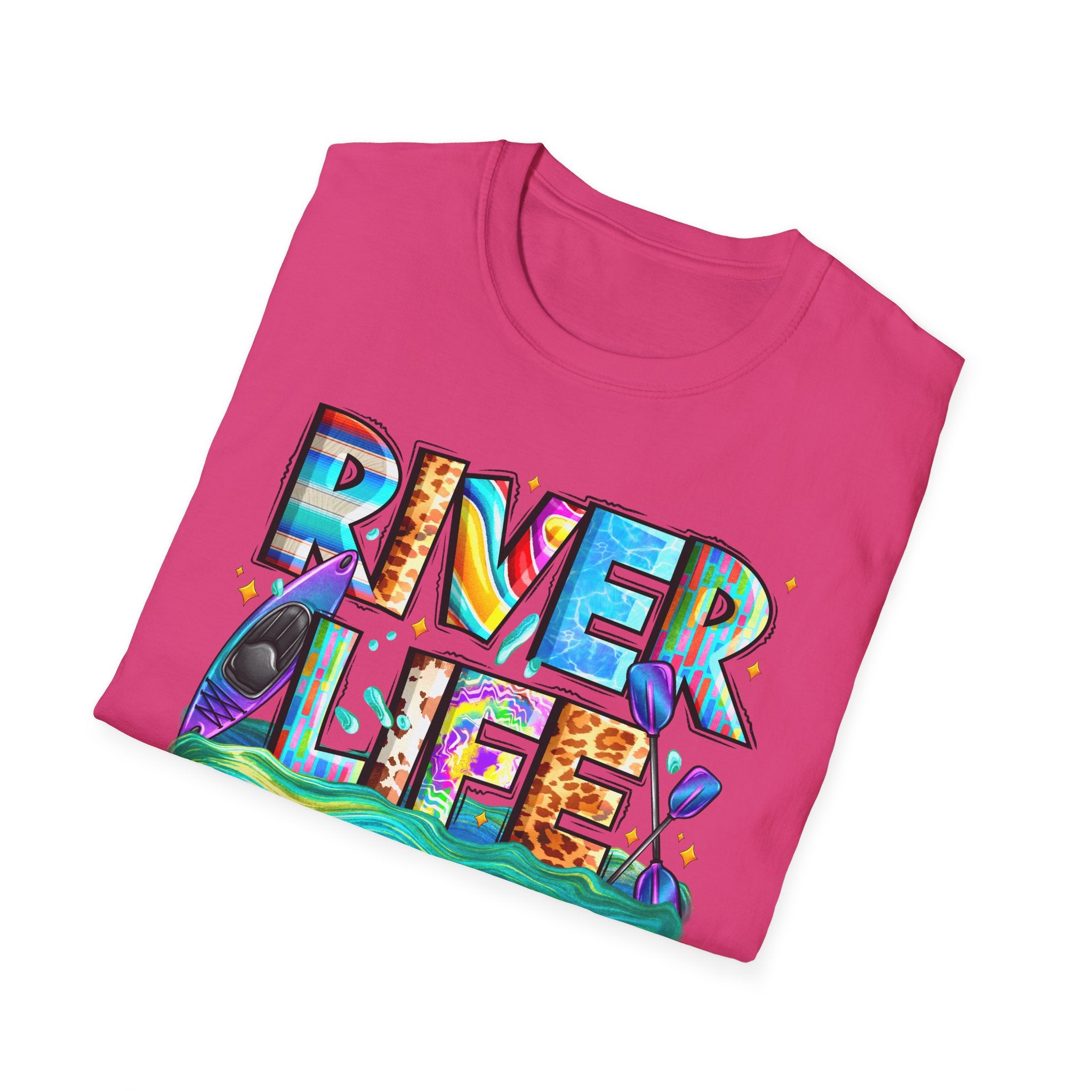 River Life T-Shirt | Colorful Fishing Scenic Graphic