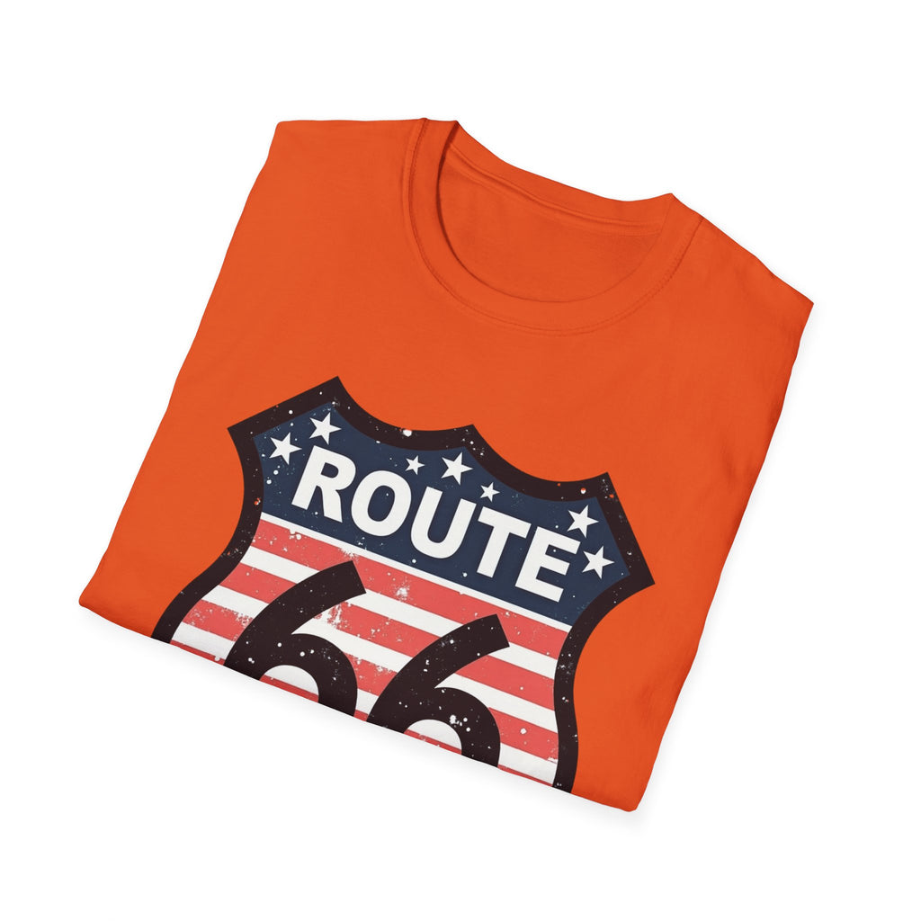 Route 66 Shield T-Shirt | American Flag Vintage Road Sign