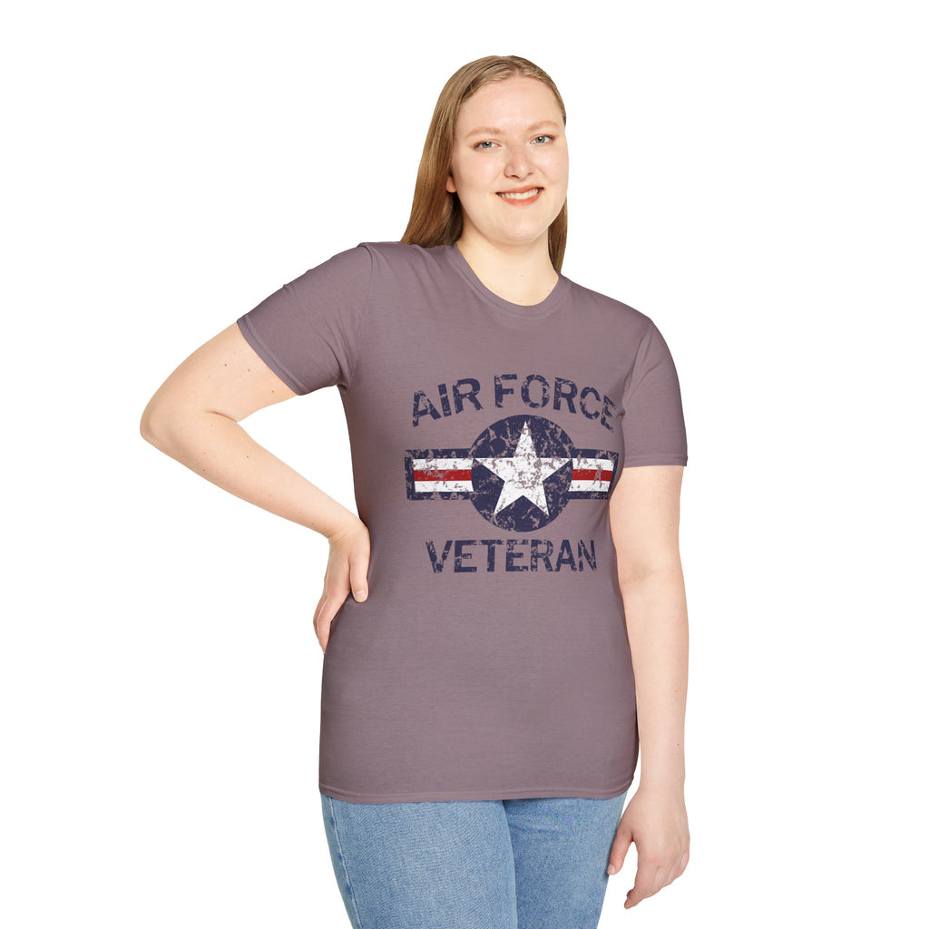 Air Force Veteran Distressed Logo T-Shirt | Military Star Stripe Tee