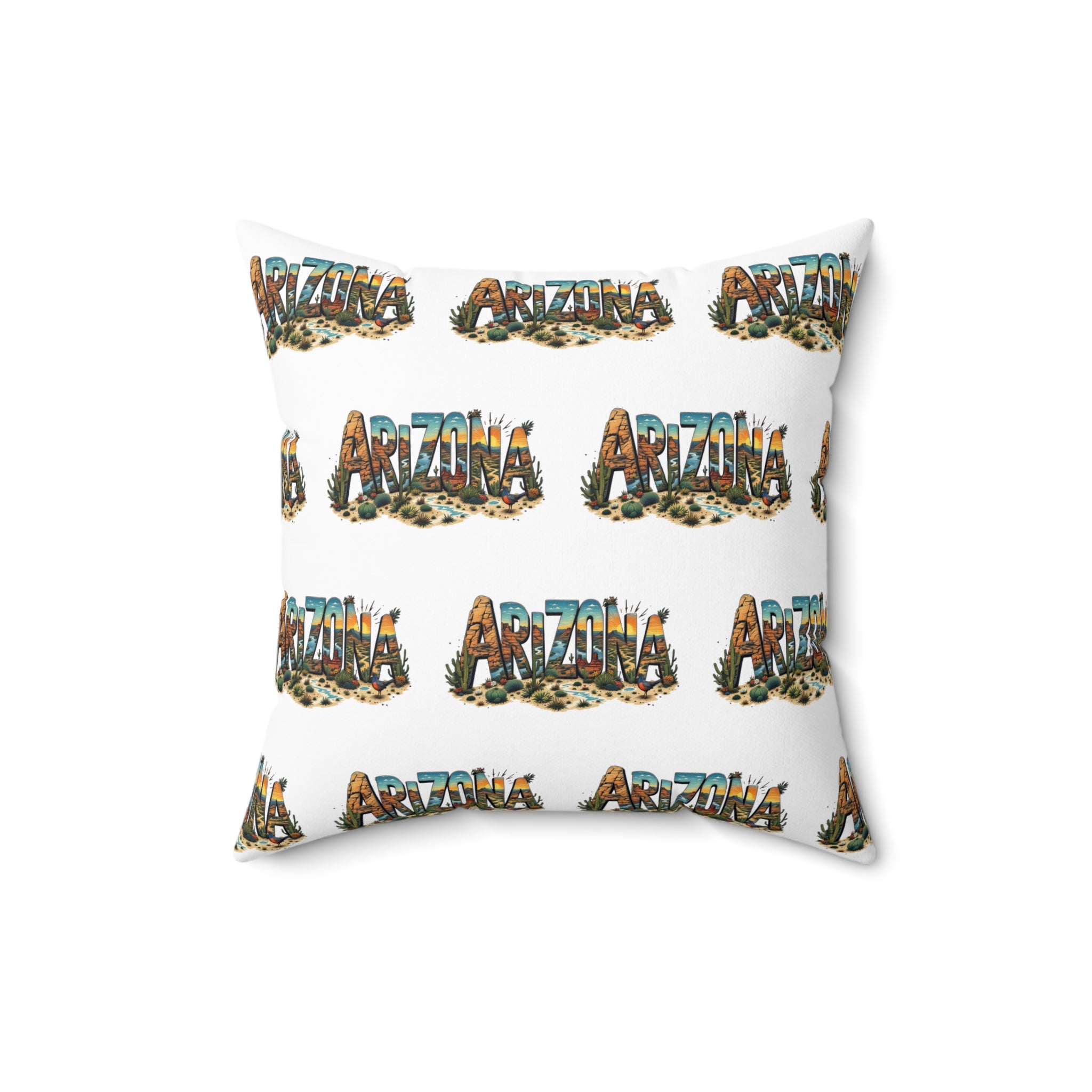 Arizona AZ - Artistic Spun Polyester Square Pillow - Cozy Home Decor, Decorative Throw, Unique Gift, Art-Inspired Decor, Colorful Cushion