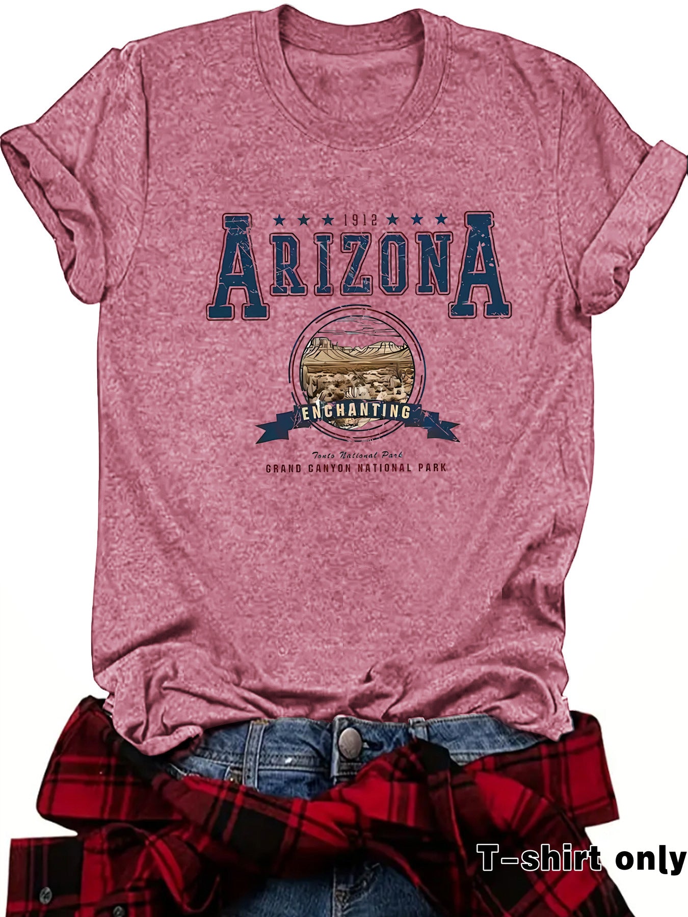 Round neck short sleeved t-shirt with ARIZONA print