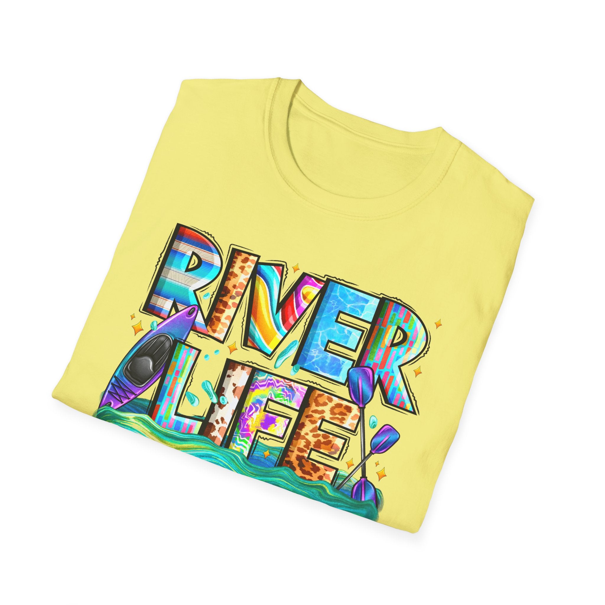 River Life T-Shirt | Colorful Fishing Scenic Graphic