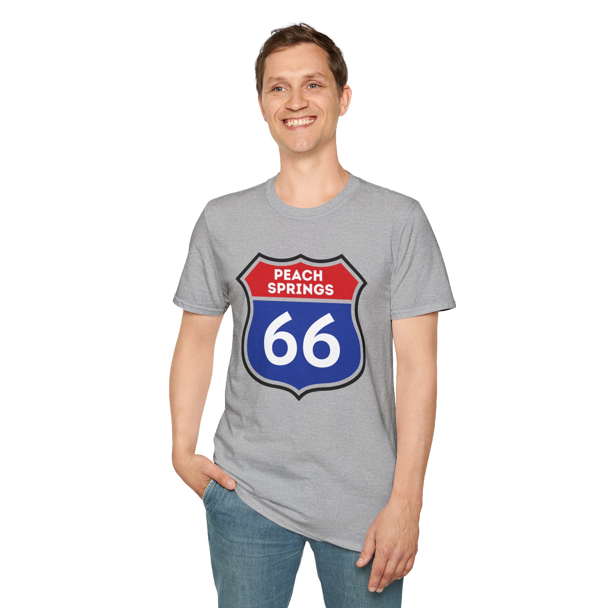Peach Springs 66 Shield T-Shirt | Route 66 Road Sign Shirt