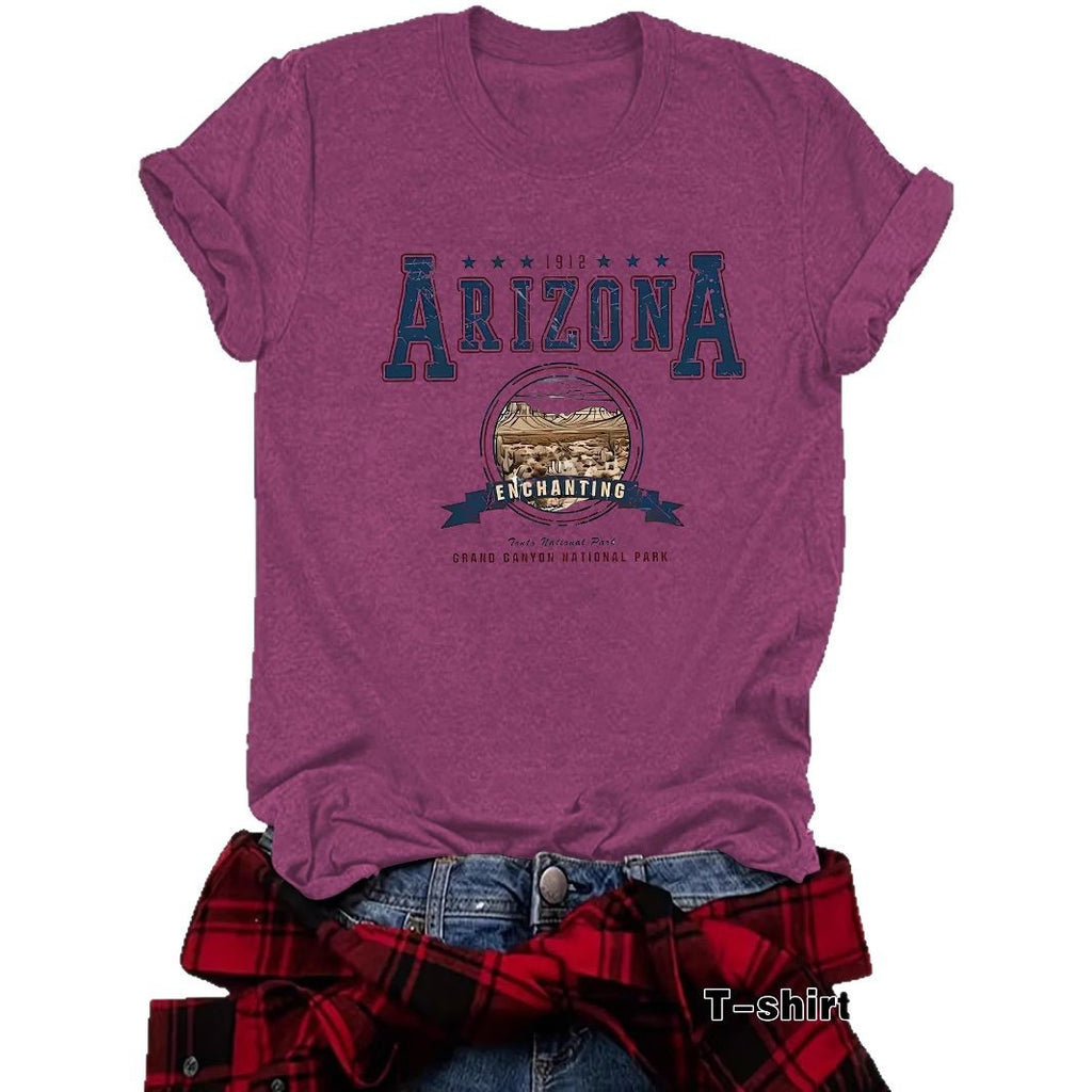 Round neck short sleeved t-shirt with ARIZONA print