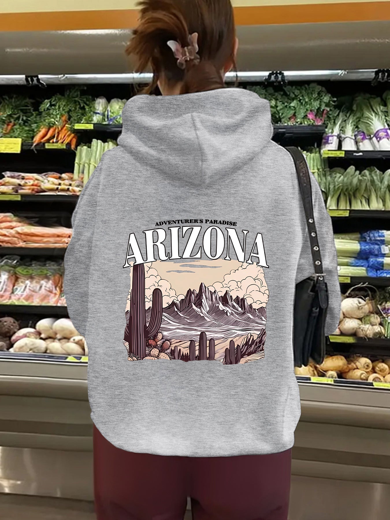 Hooded long sleeved sweatshirt with fleece top for women ARIZONA print