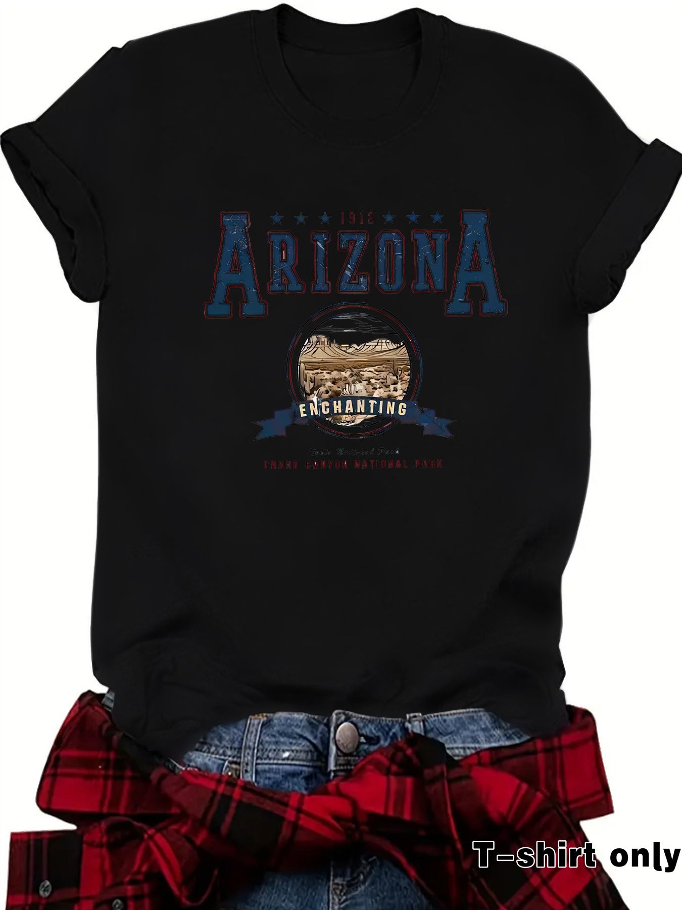 Round neck short sleeved t-shirt with ARIZONA print