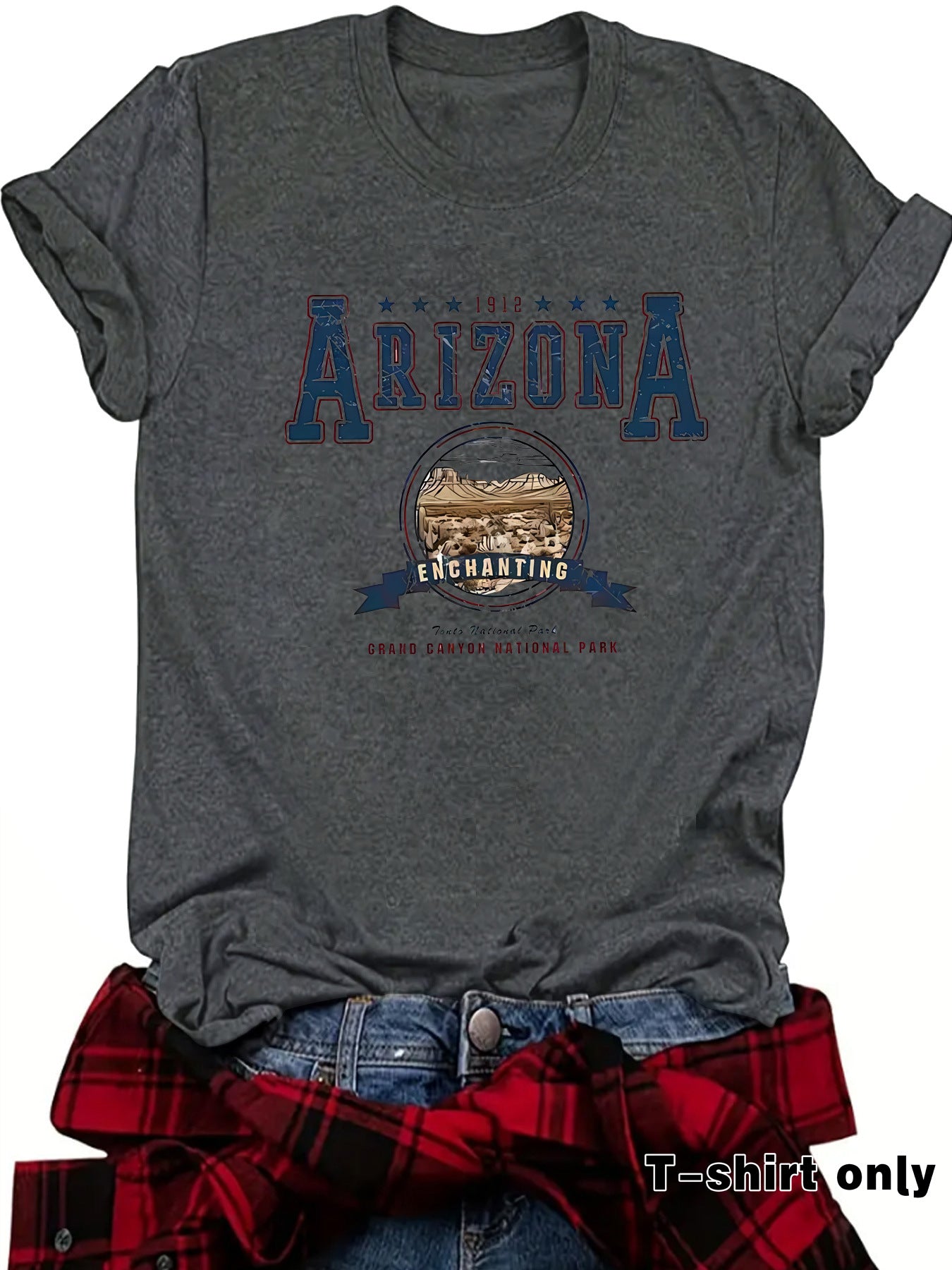 Round neck short sleeved t-shirt with ARIZONA print