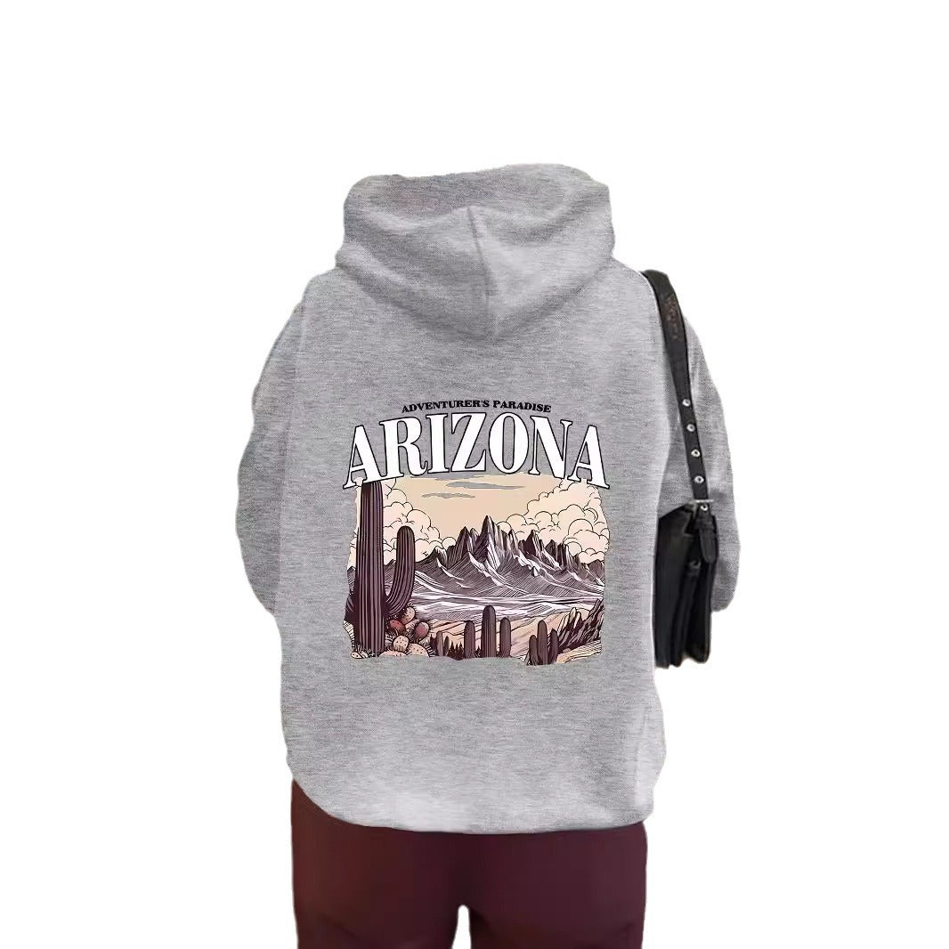 Hooded long sleeved sweatshirt with fleece top for women ARIZONA print