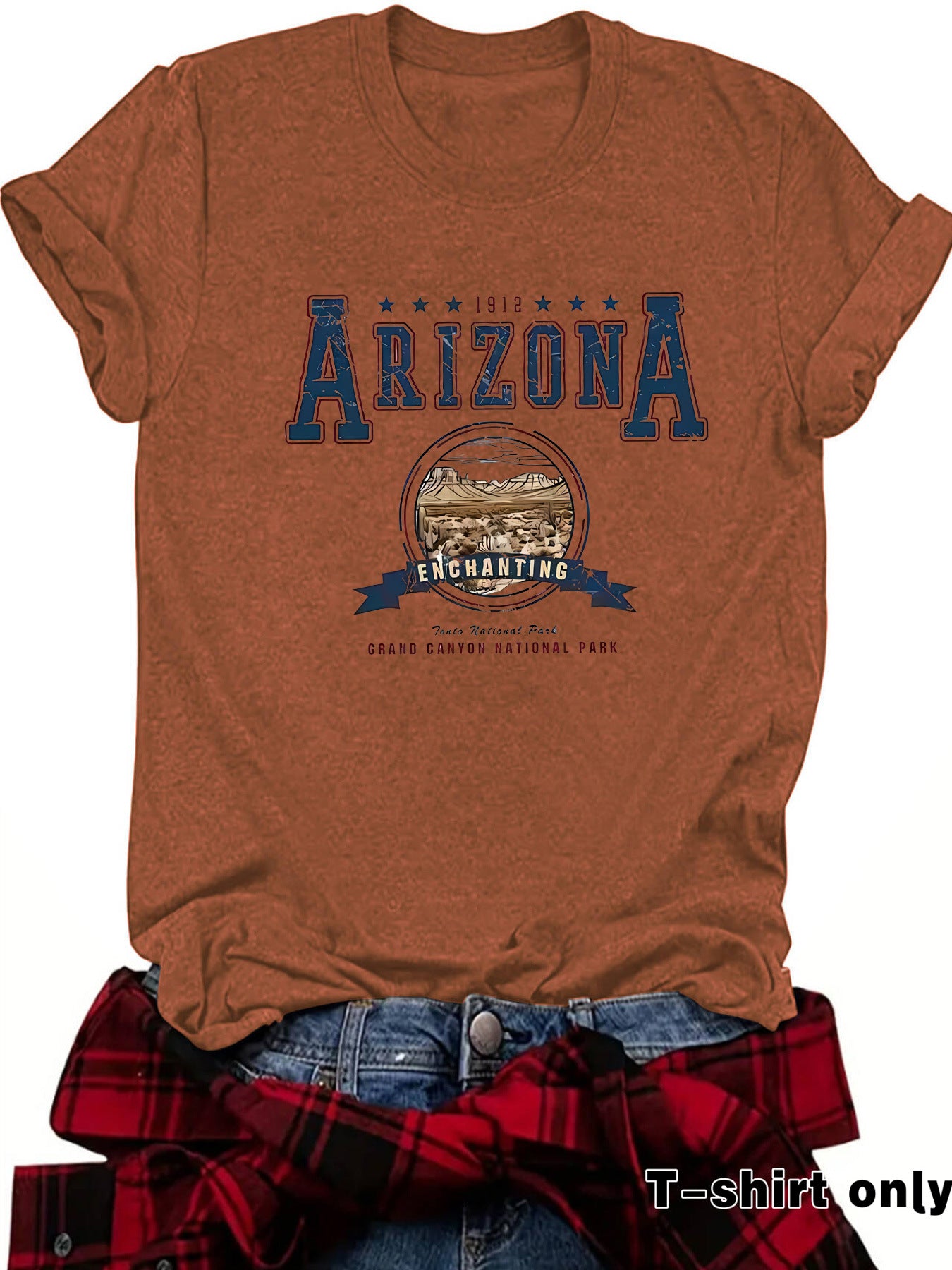 Round neck short sleeved t-shirt with ARIZONA print