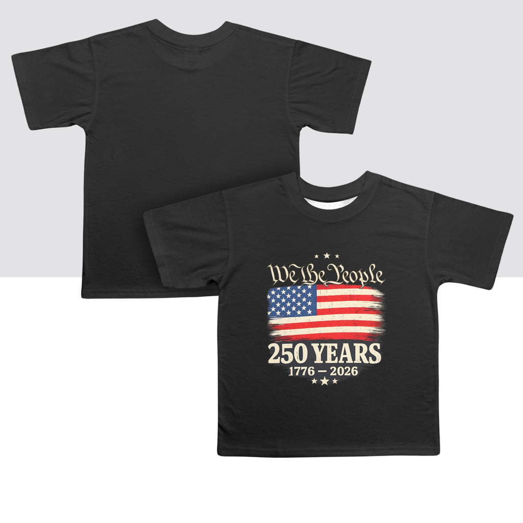 4th of July We The People 250 Years Celebration Kids' T-Shirt in USA Size Front Print（Made in USA，Ships to USA Only）Free Shipping