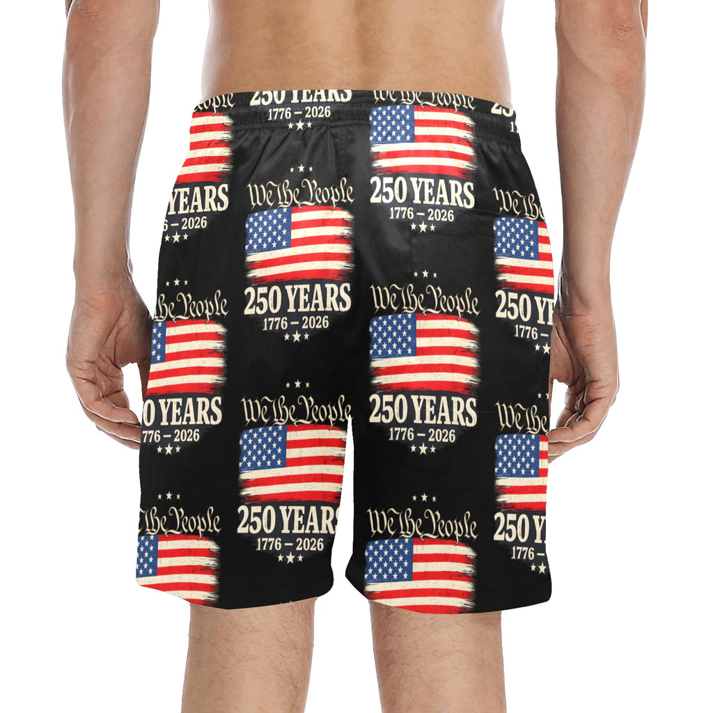We the People 250 Years 1776 - 2026 Men's Mid-Length Beach Shorts Free Shipping