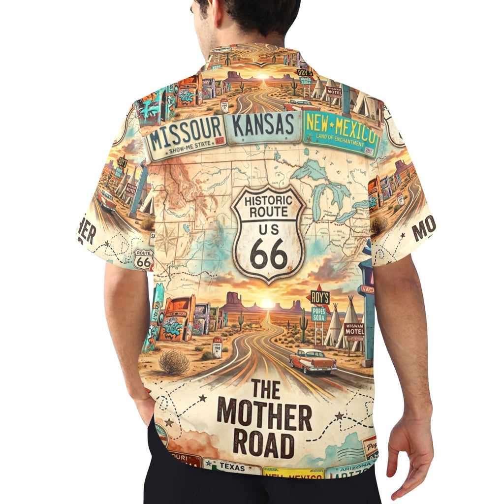 Route 66 All States Men's All Over Print Hawaiian Shirt Made In USA