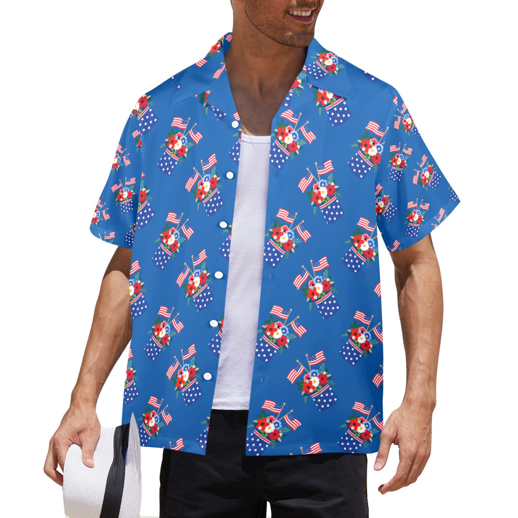 Red White Blue Celebration Men's All Over Print Shirt Made In USA Ships to USA Only Free Shipping