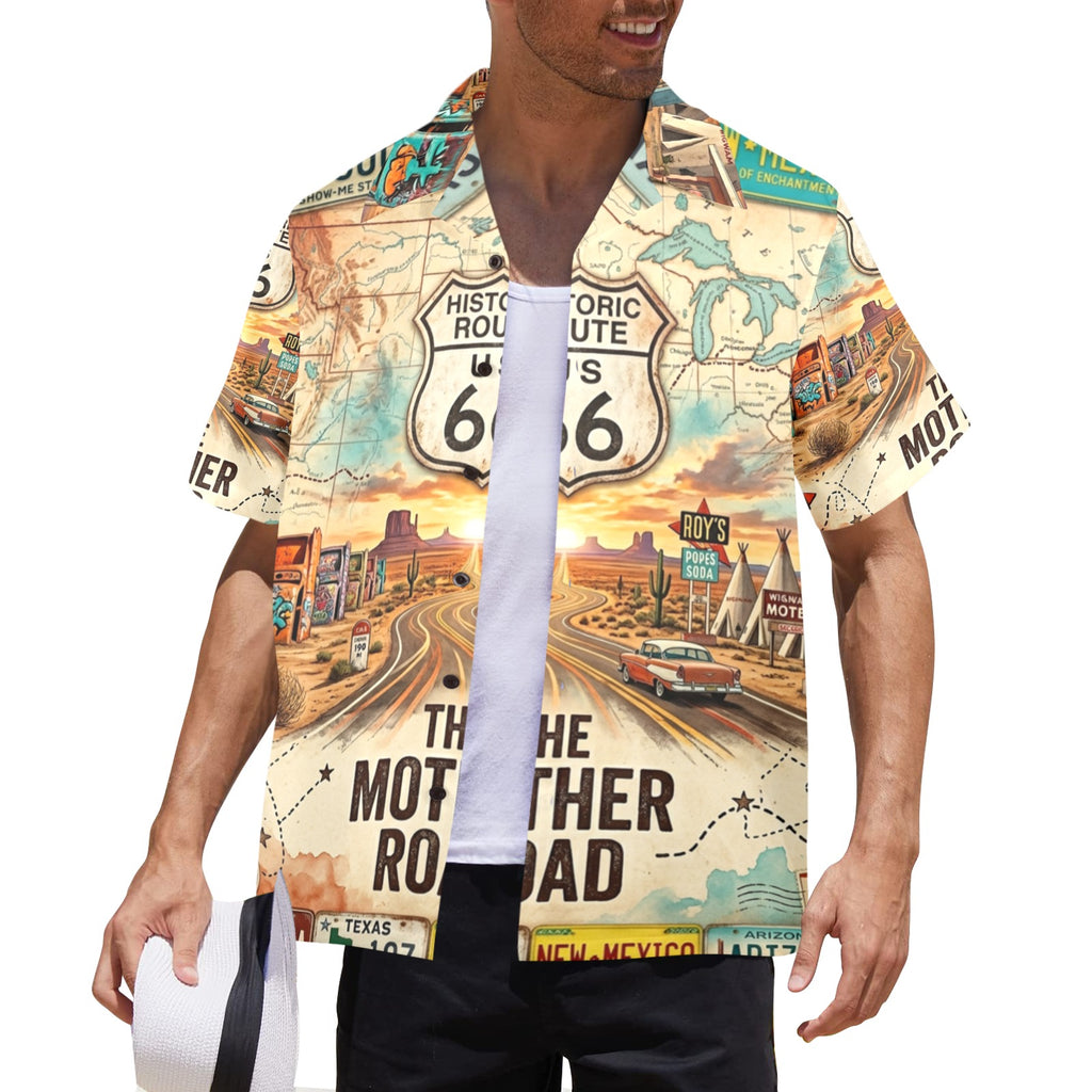 Route 66 All States Men's All Over Print Hawaiian Shirt Made In USA