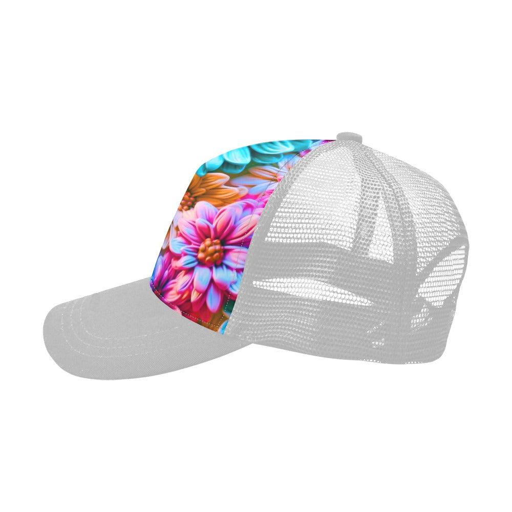 Bright Flowers Baseball Cap Grey